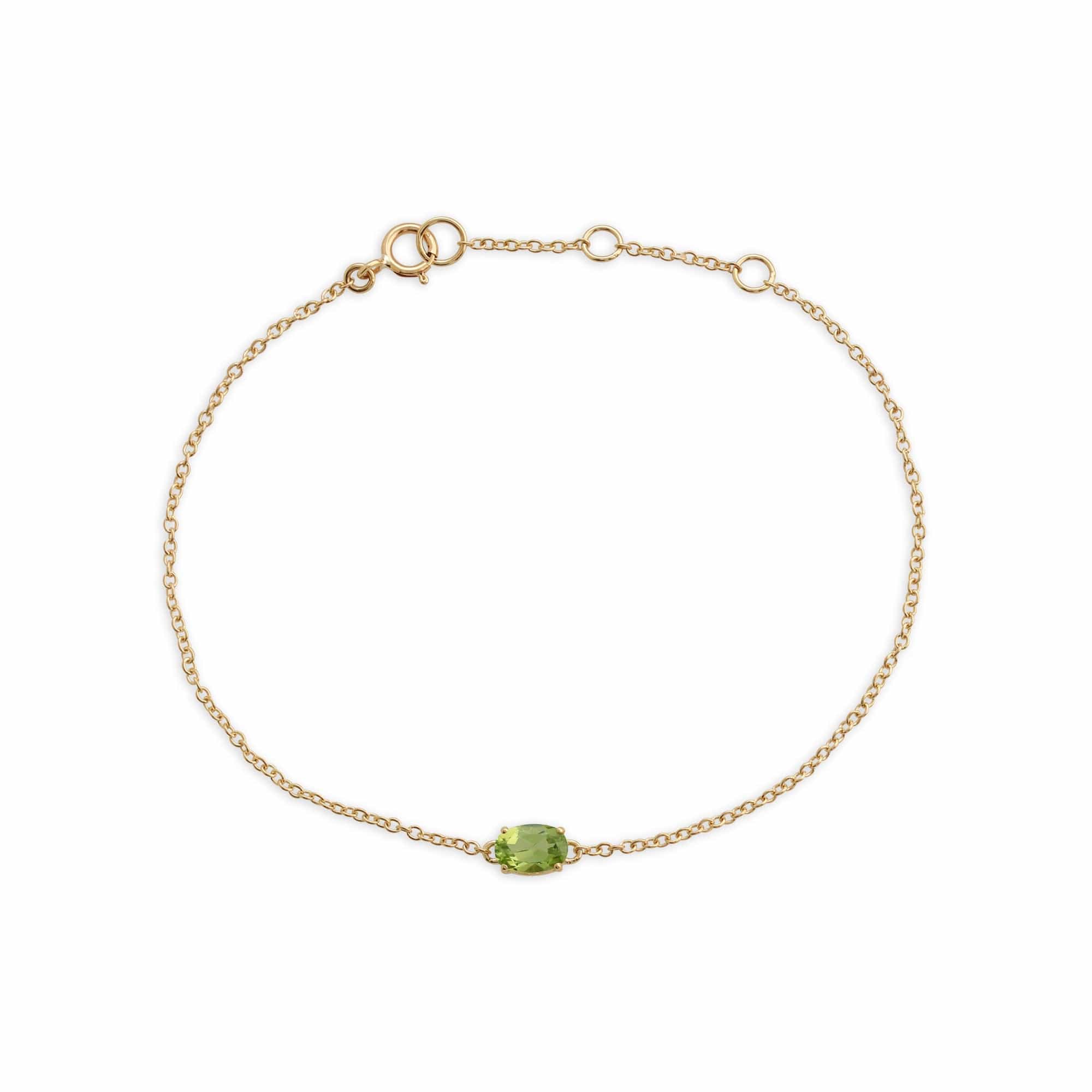 Image of Classic Oval Peridot Single Stone Bracelet in 9ct Yellow Gold