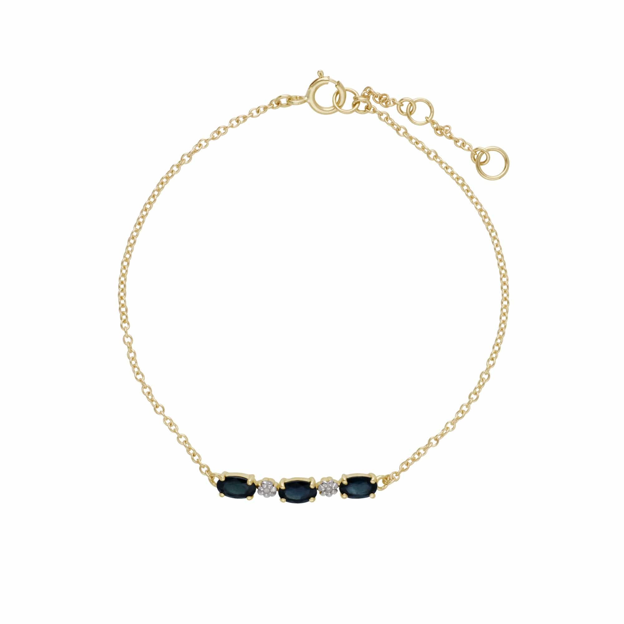 Product photograph of Classic Oval Sapphire Diamond Bracelet In 9ct Yellow Gold from Gemondo Jewellery