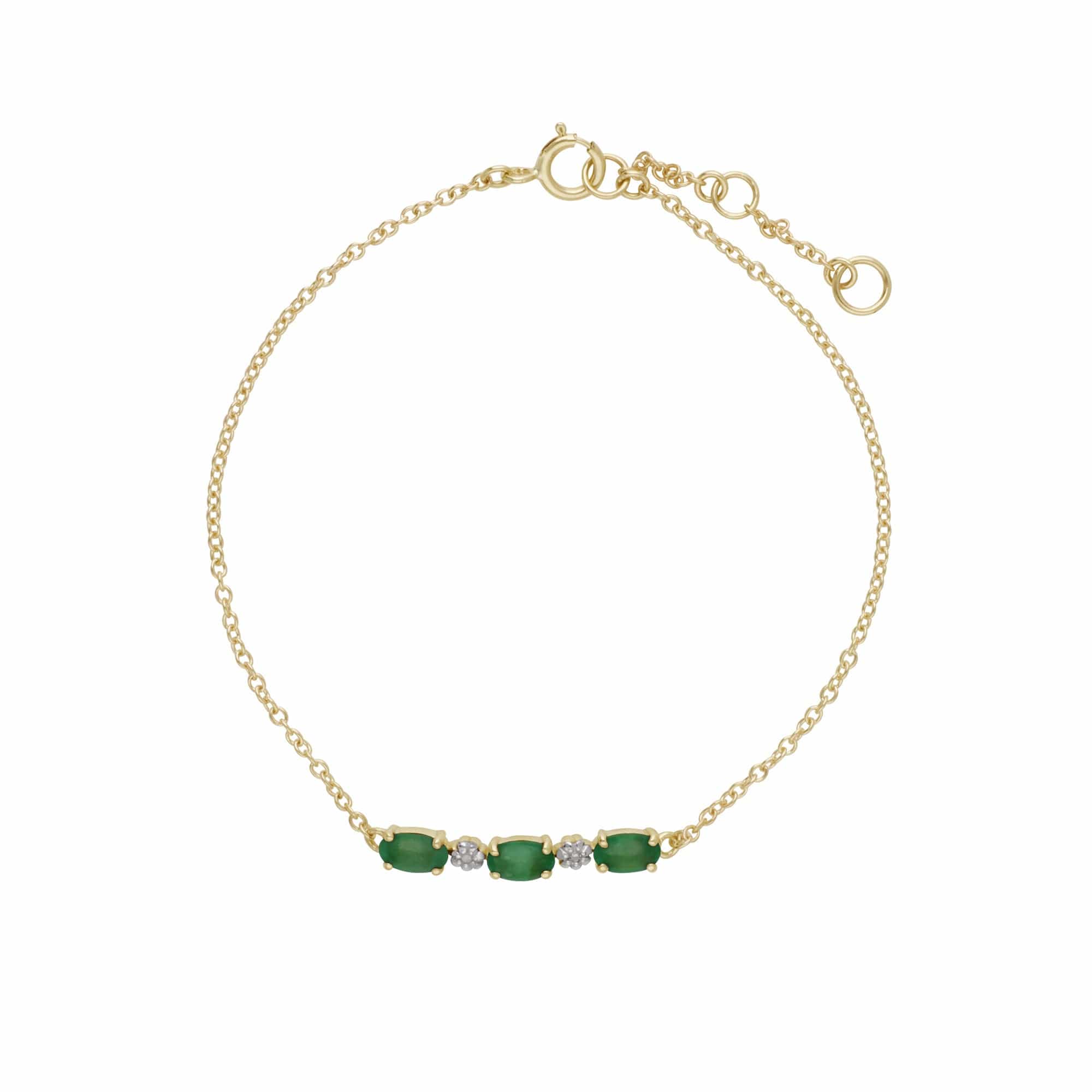 Product photograph of Classic Oval Emerald Diamond Bracelet In 9ct Yellow Gold from Gemondo Jewellery