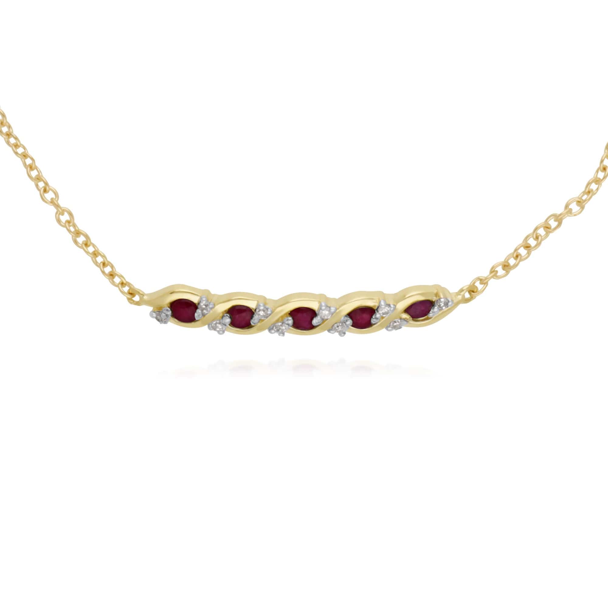Photos - Bracelet Classic Style Five Ruby & Diamond Twisted  in 9ct Yellow Gold