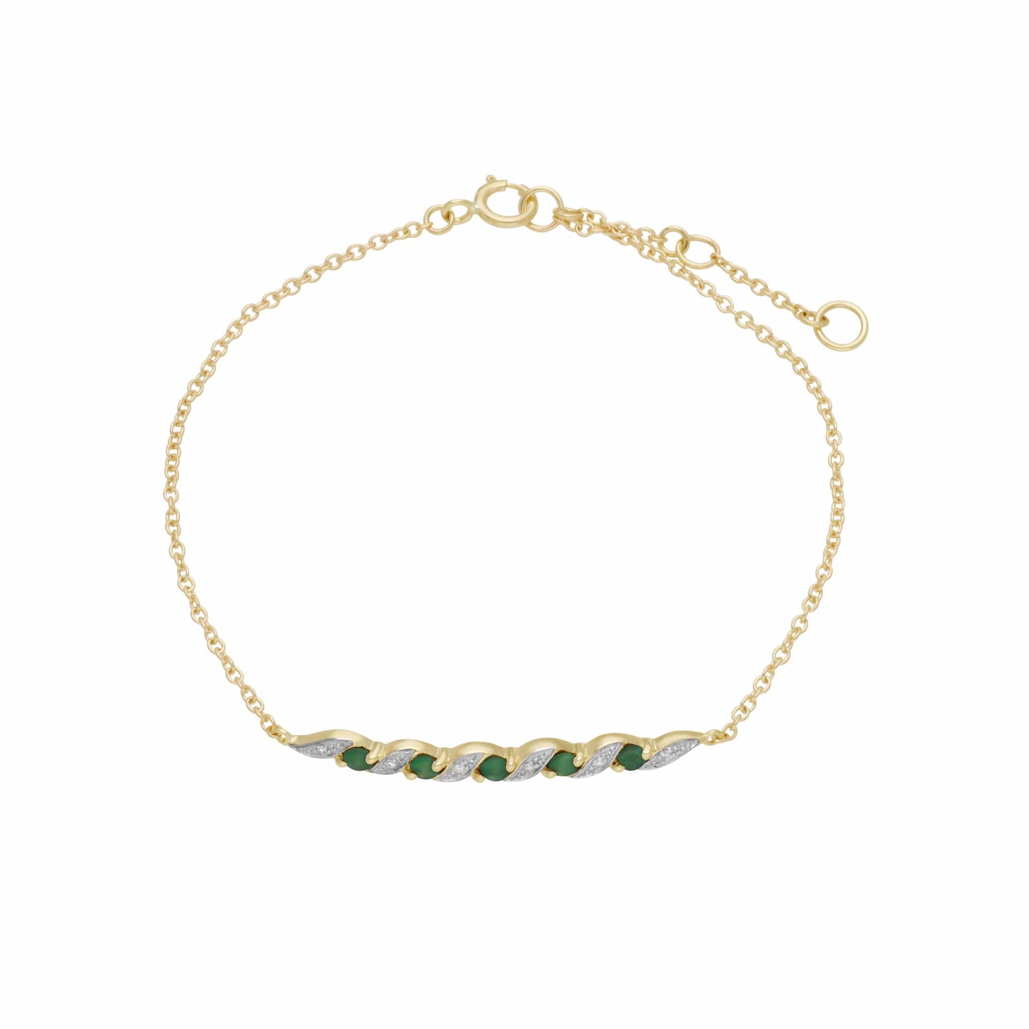Product photograph of Classic Emerald Diamond Spiral Bracelet In 9ct Yellow Gold from Gemondo Jewellery