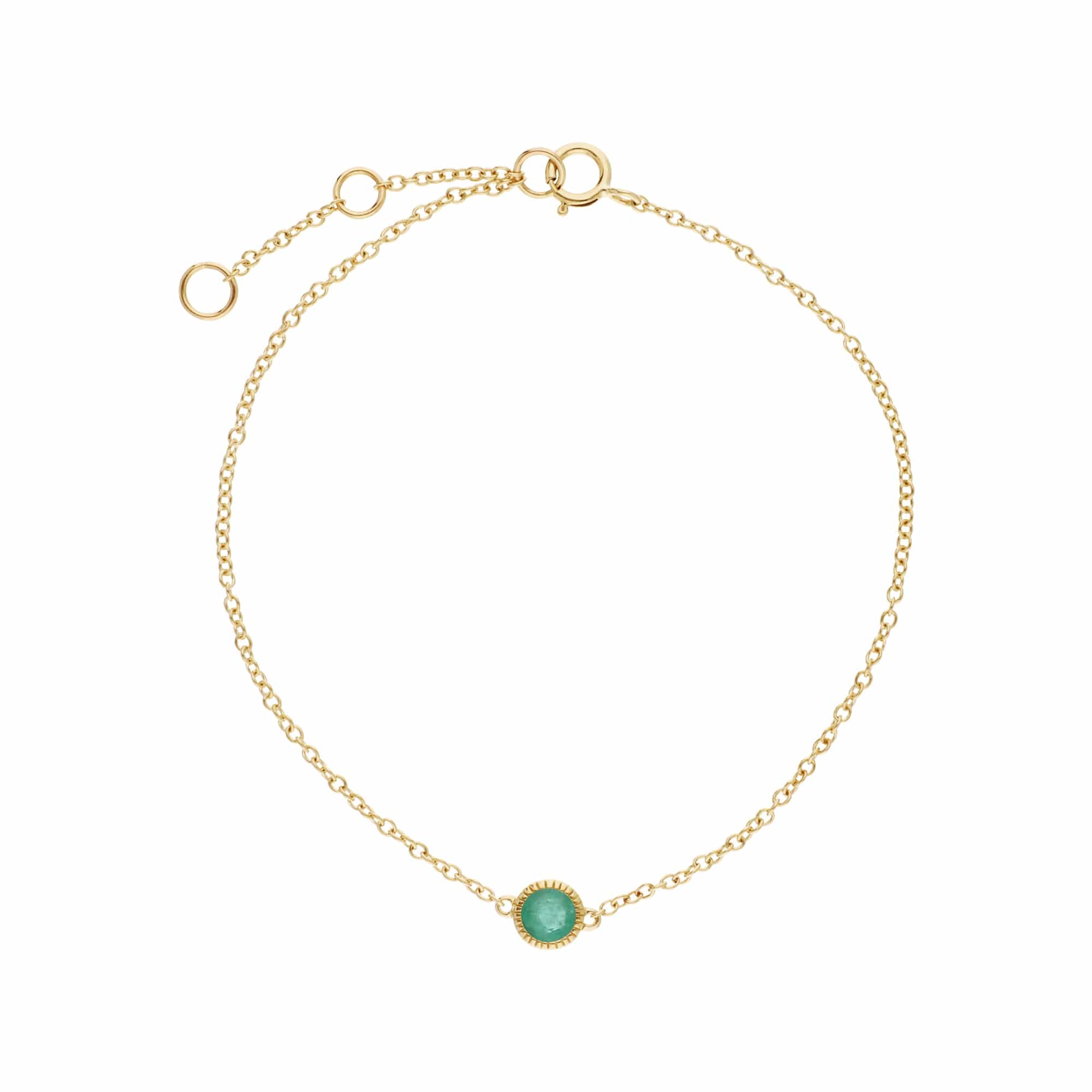 Product photograph of Classic Single Stone Round Emerald Milgrain Bracelet In 9ct Gold from Gemondo Jewellery