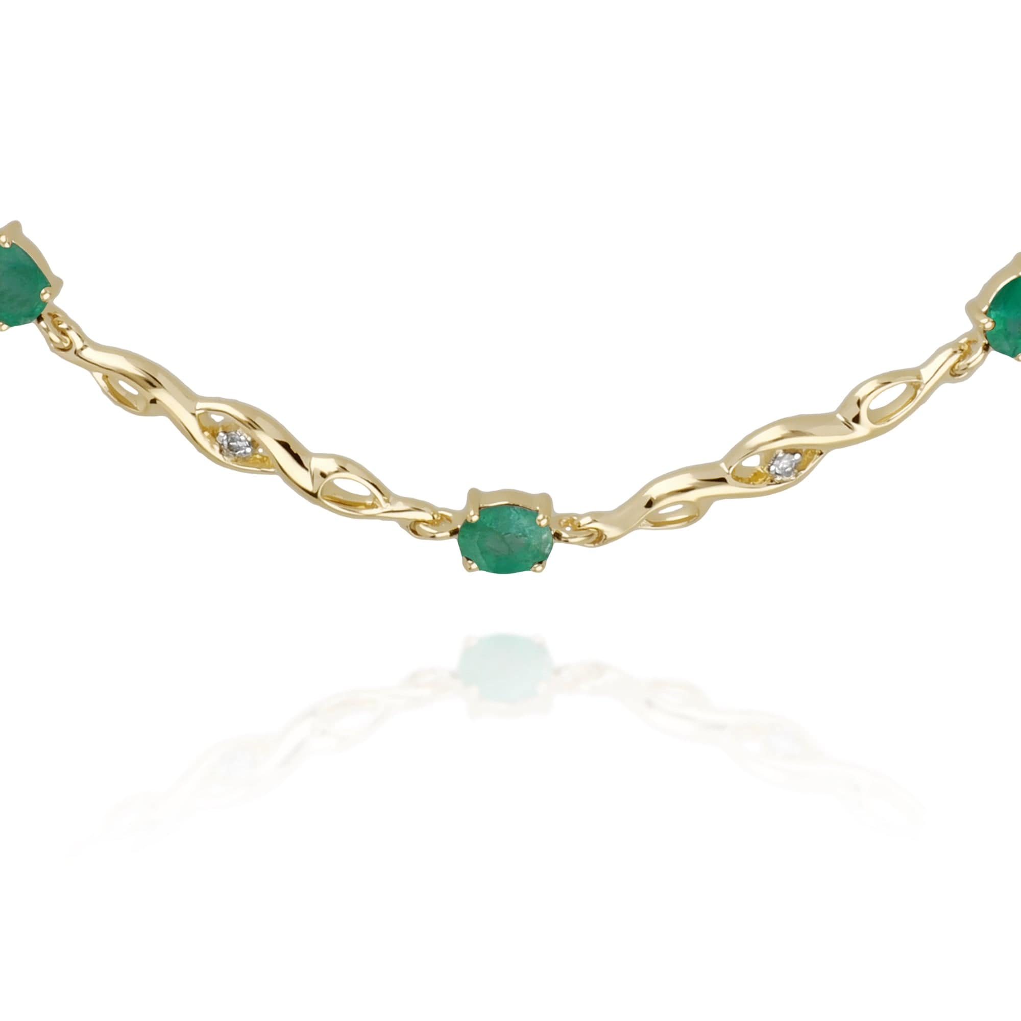 Product photograph of Classic Style Oval Emerald Diamond Tennis Bracelet In 9ct Yellow Gold from Gemondo Jewellery