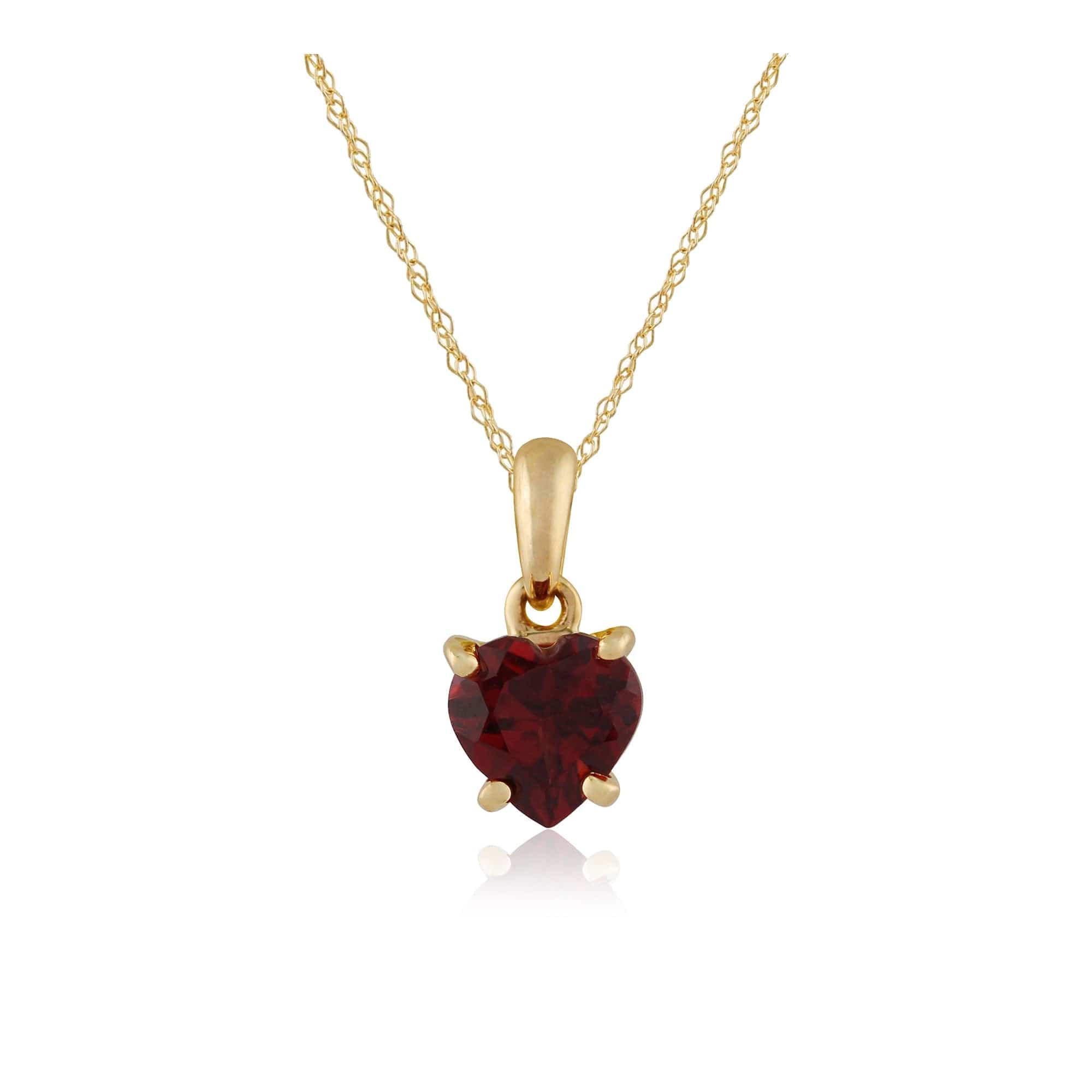 Product photograph of Classic Heart Garnet Pendant In 9ct Yellow Gold from Gemondo Jewellery