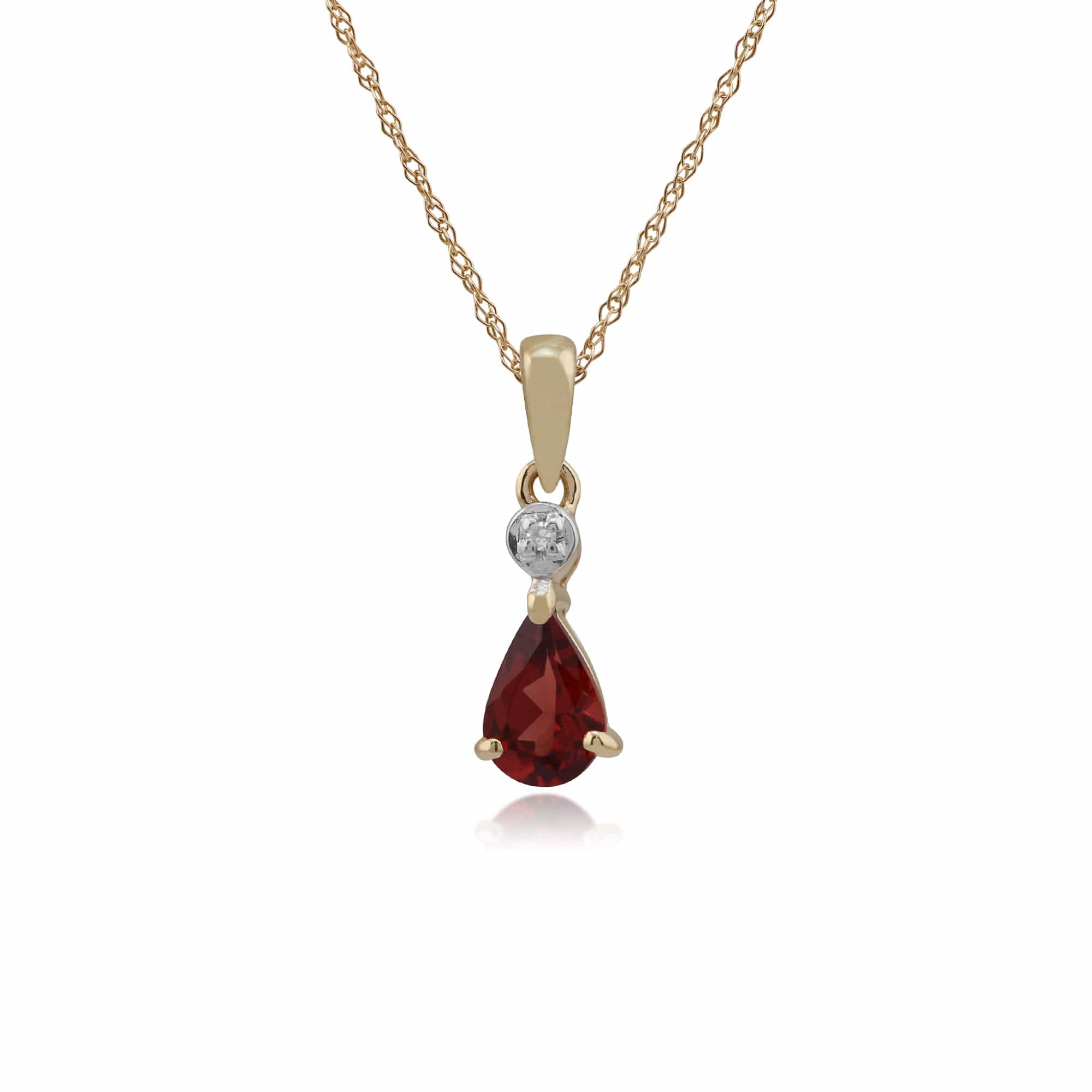 Product photograph of Classic Pear Garnet Diamond Pendant In 9ct Gold from Gemondo Jewellery