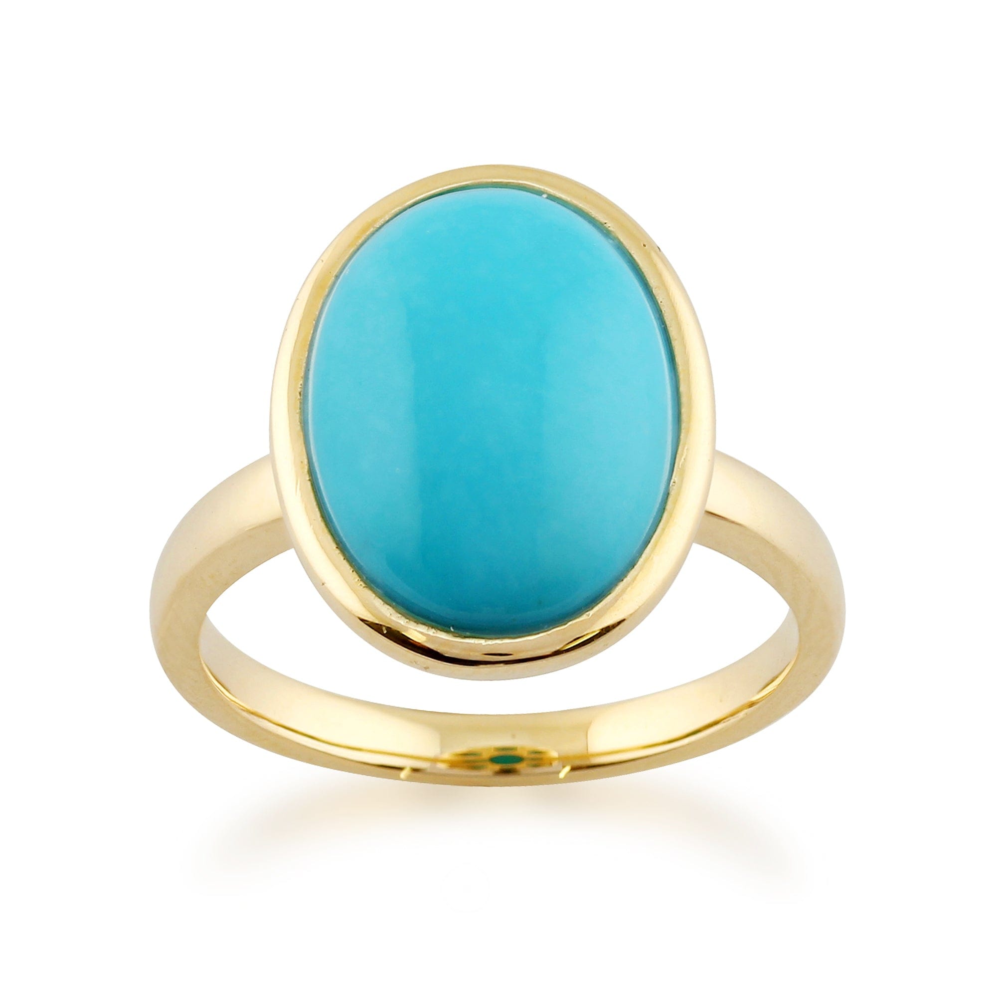 Product photograph of Statement Oval Turquoise Ring In 9ct Yellow Gold from Gemondo Jewellery
