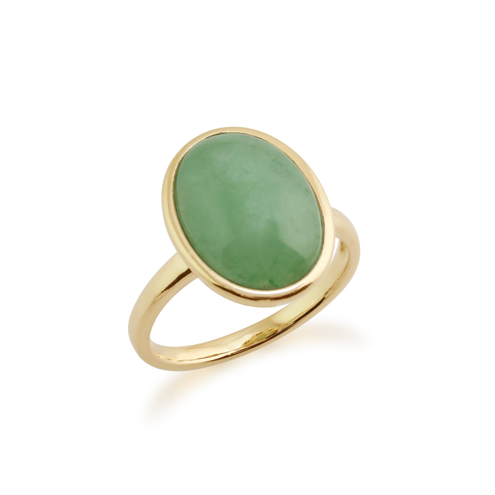 Product photograph of Statement Oval Jade Ring In 9ct Yellow Gold from Gemondo Jewellery