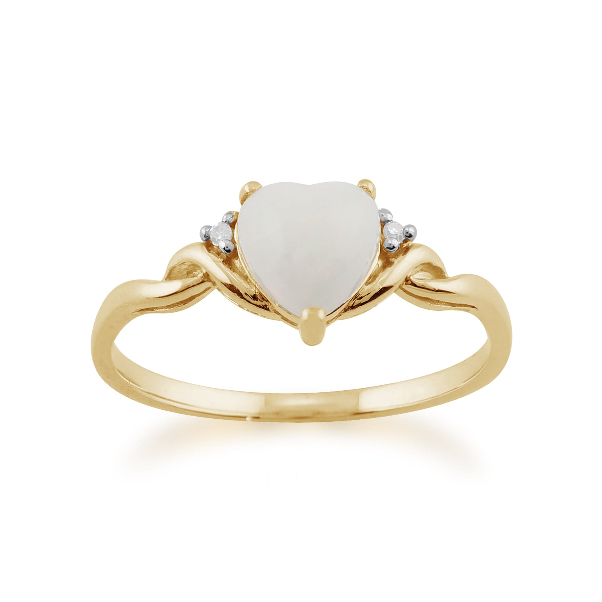 Product photograph of Classic Opal Diamonds Heart Ring In 9ct Yellow Gold from Gemondo Jewellery