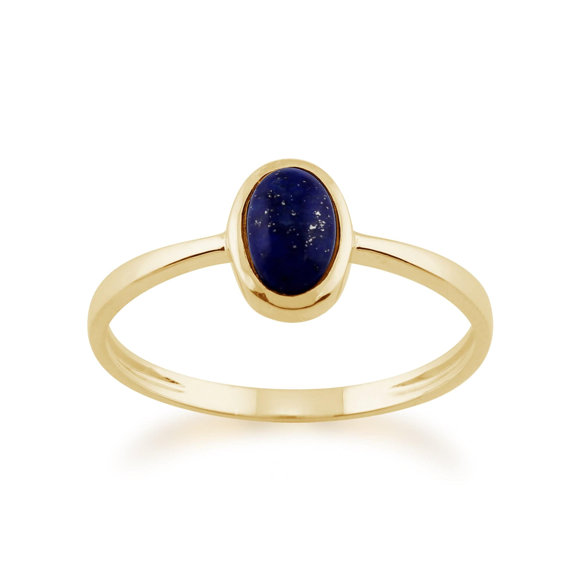 Product photograph of Gemondo 9ct Yellow Gold 0 56ct Lapis Lazuli Single Stone Oval Framed Ring from Gemondo Jewellery