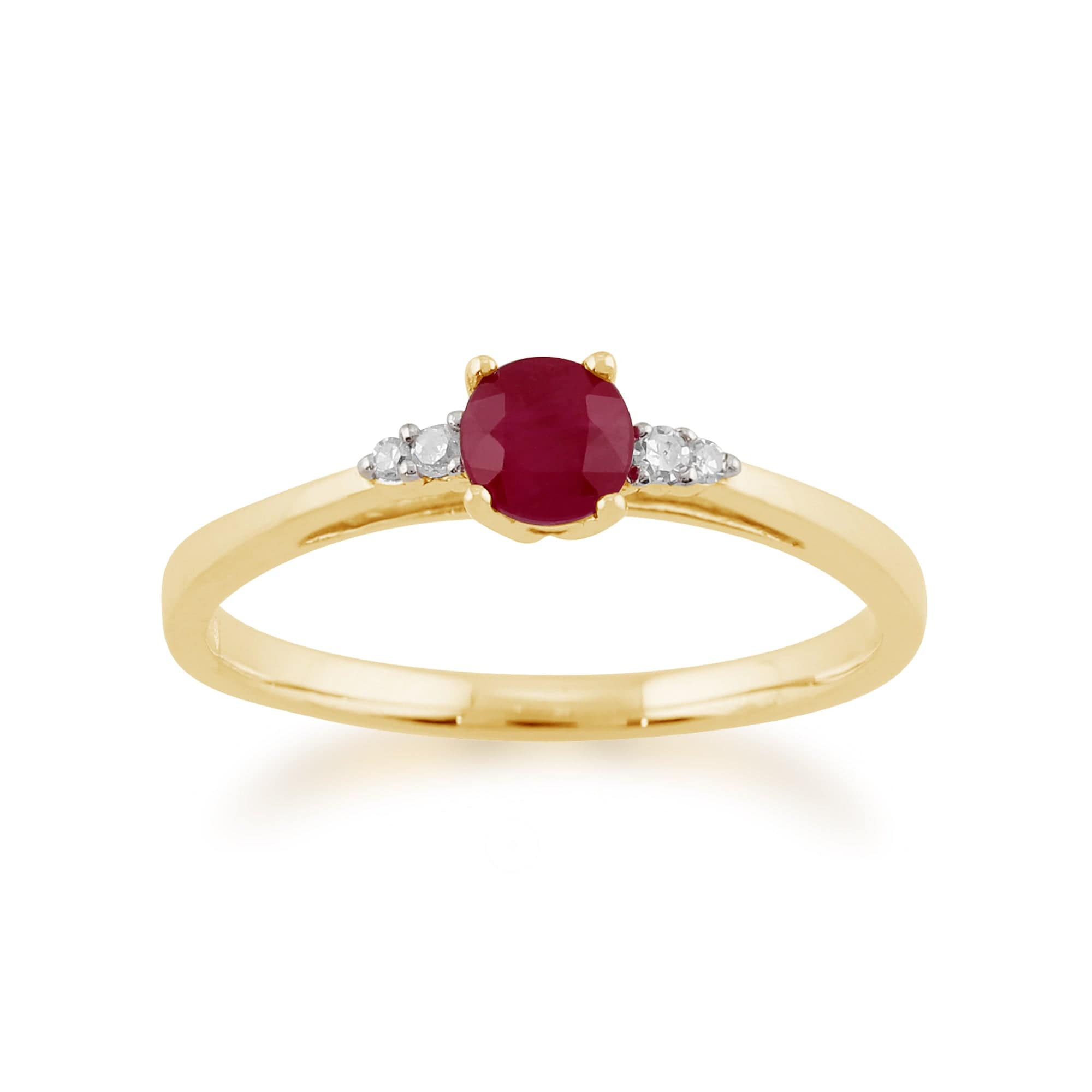 Product photograph of Classic Round Ruby Diamond Ring In 9ct Yellow Gold from Gemondo Jewellery