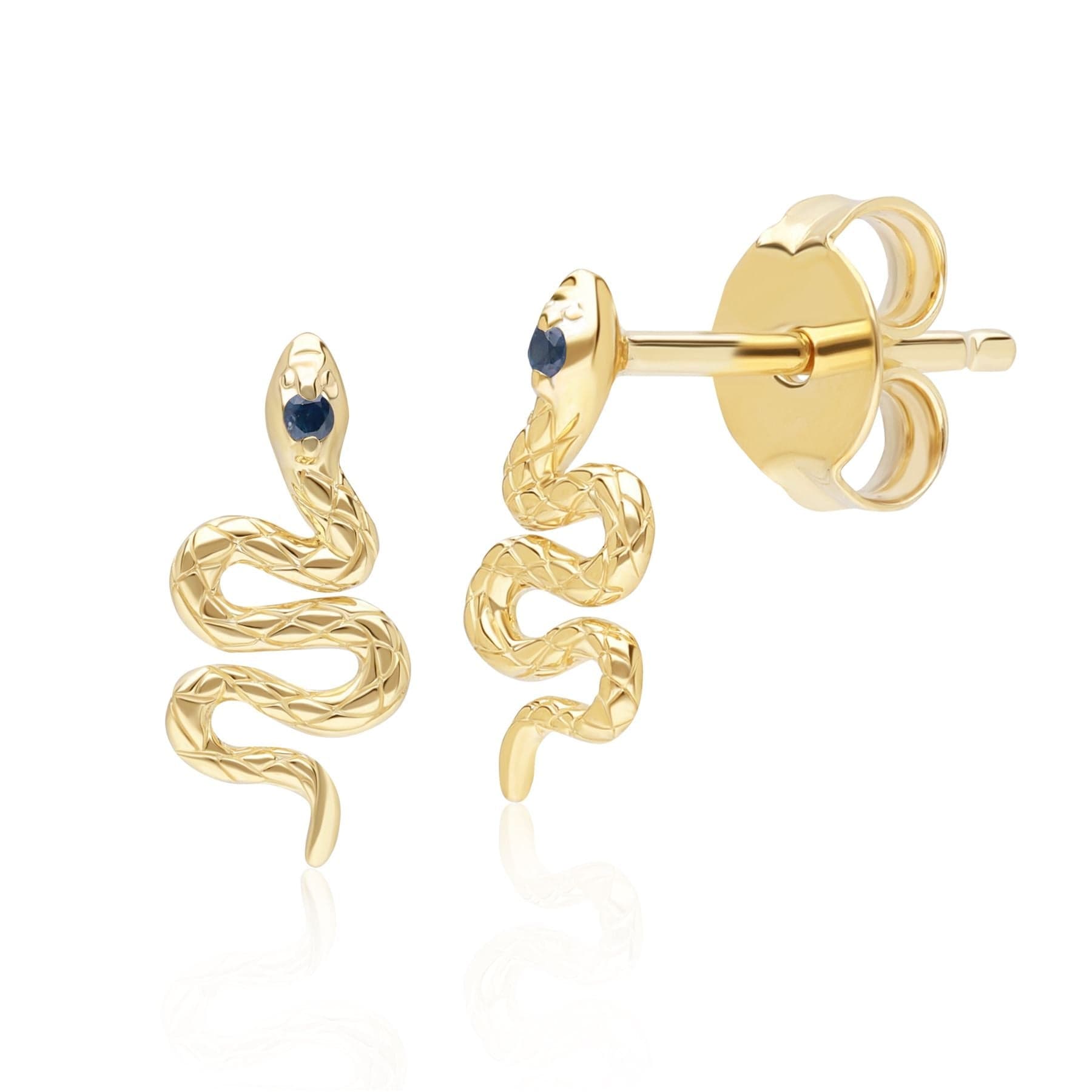 Product photograph of Ecfew Sapphire Snake Wrap Stud Earrings In 9ct Yellow Gold from Gemondo Jewellery