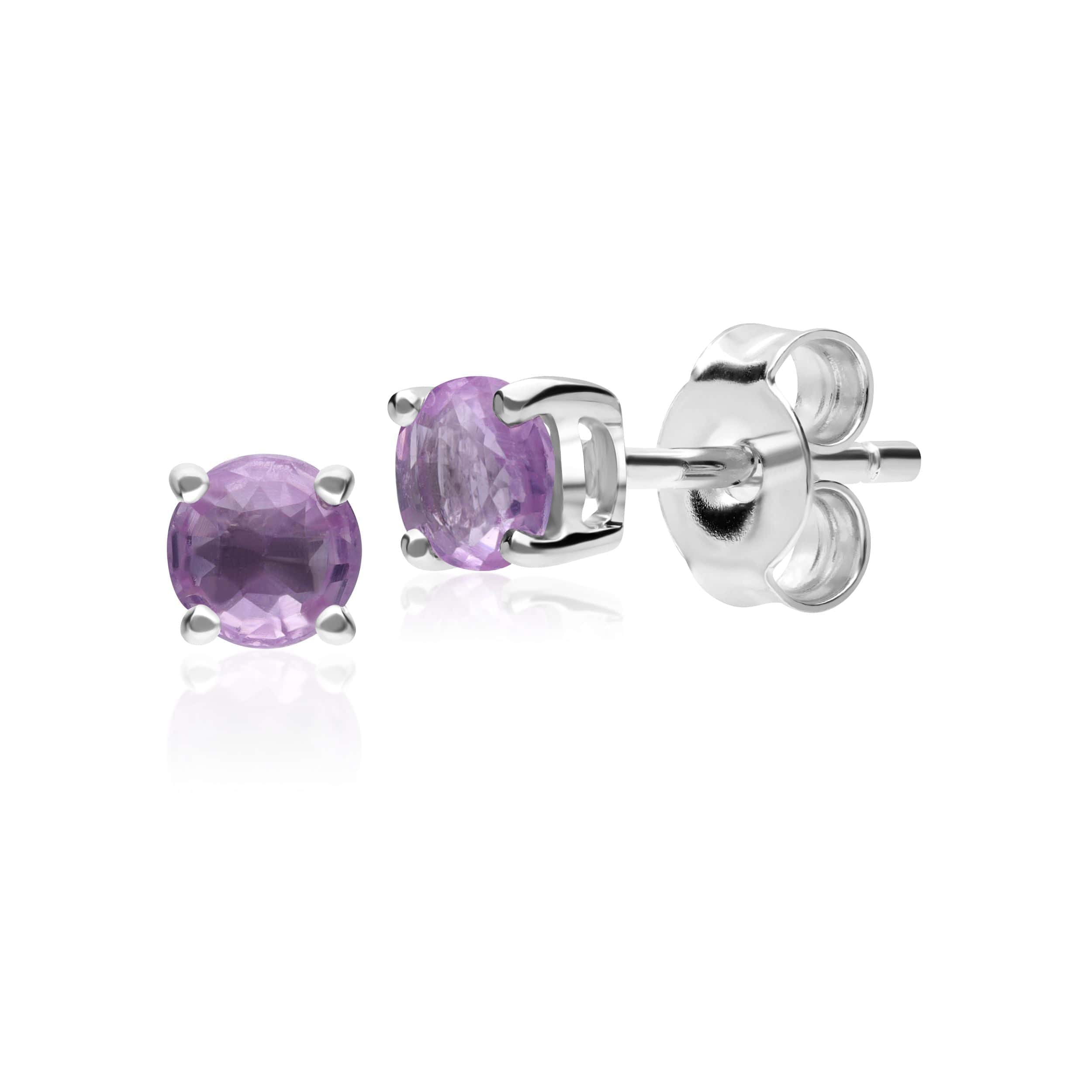 Photos - Earrings Classic Round Pink Sapphire Stud  in 9ct White Gold 3.5mm