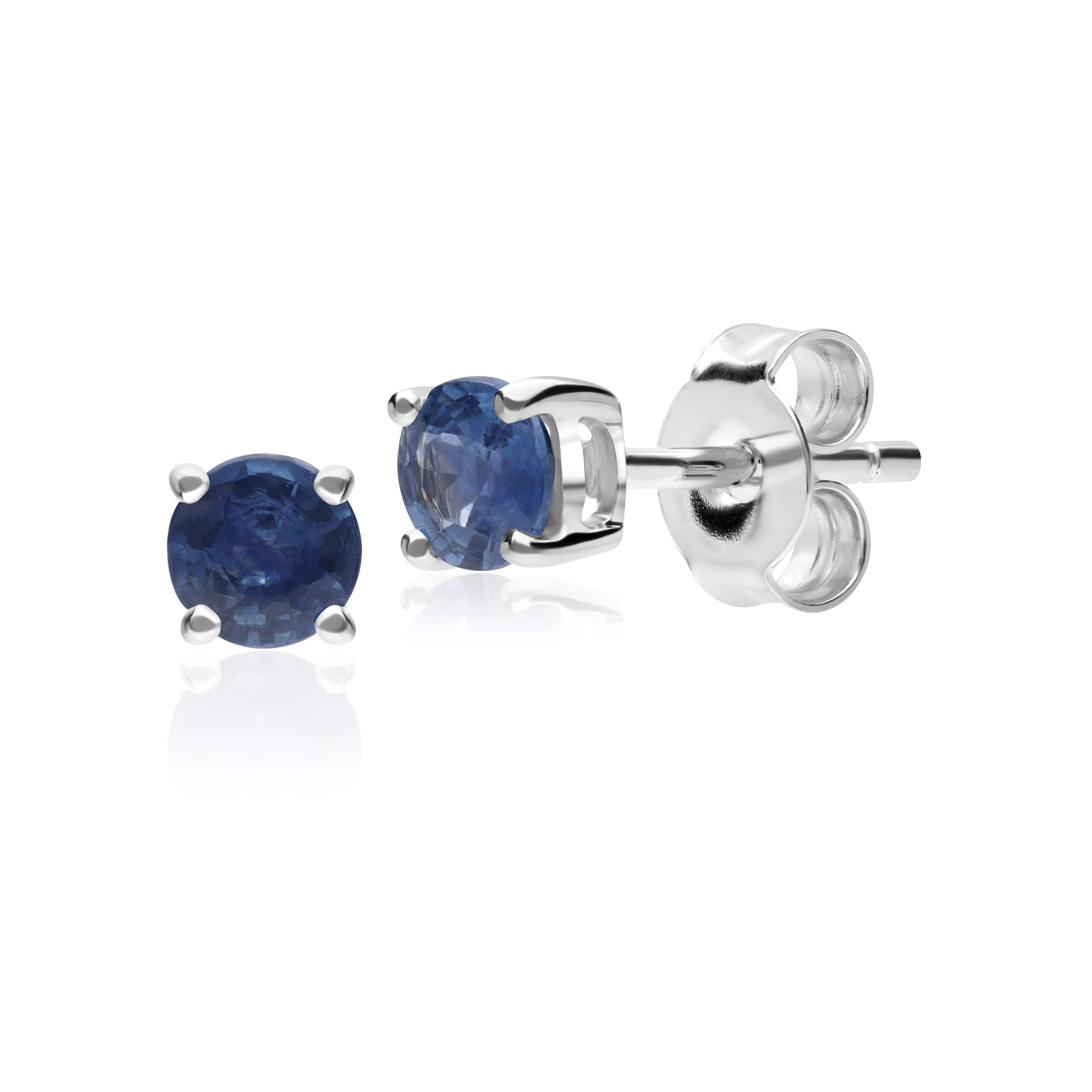 Product photograph of Classic Round Light Blue Sapphire Stud Earrings In 9ct White Gold 3 5mm from Gemondo Jewellery