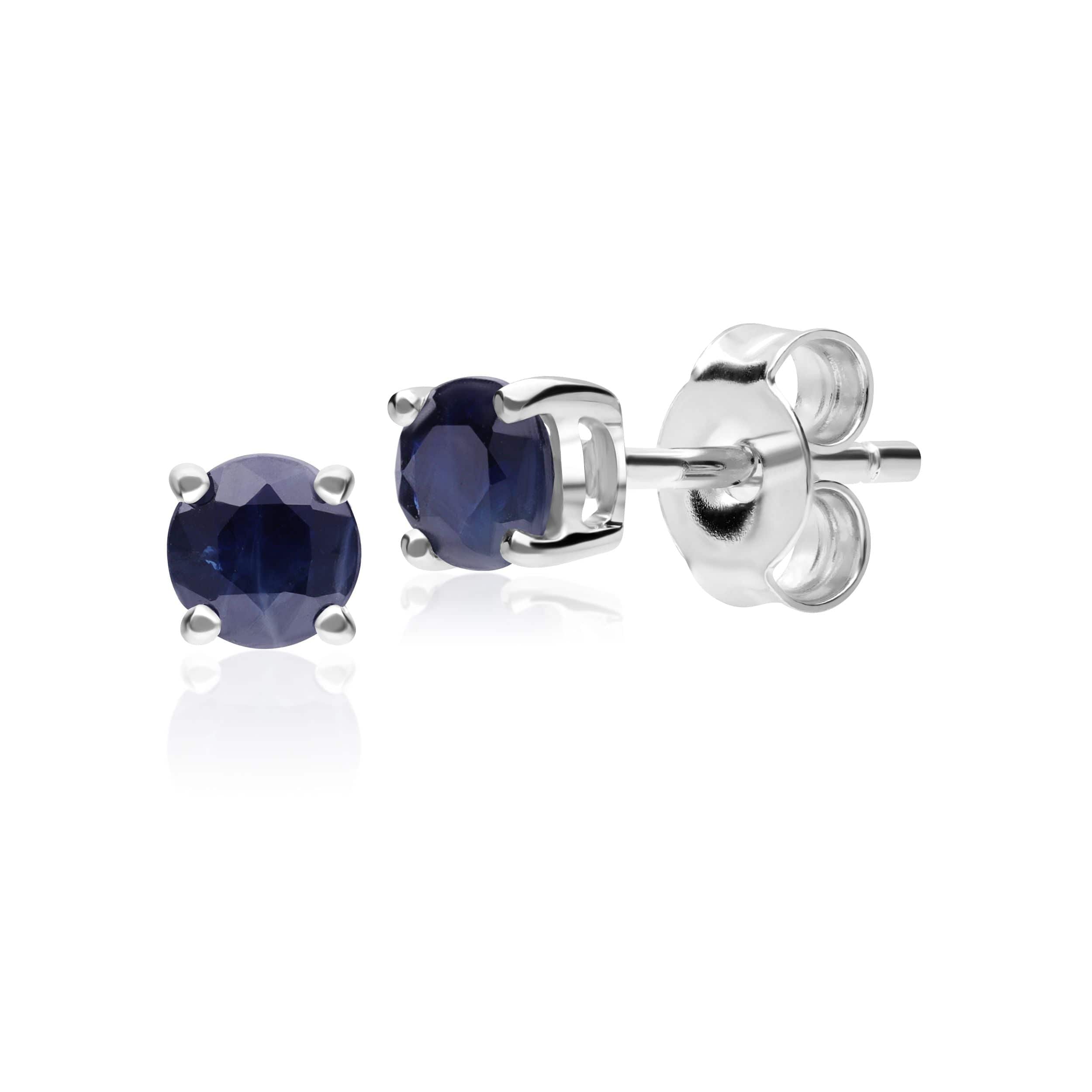 Product photograph of Classic Round Sapphire Stud Earrings In 9ct White Gold from Gemondo Jewellery