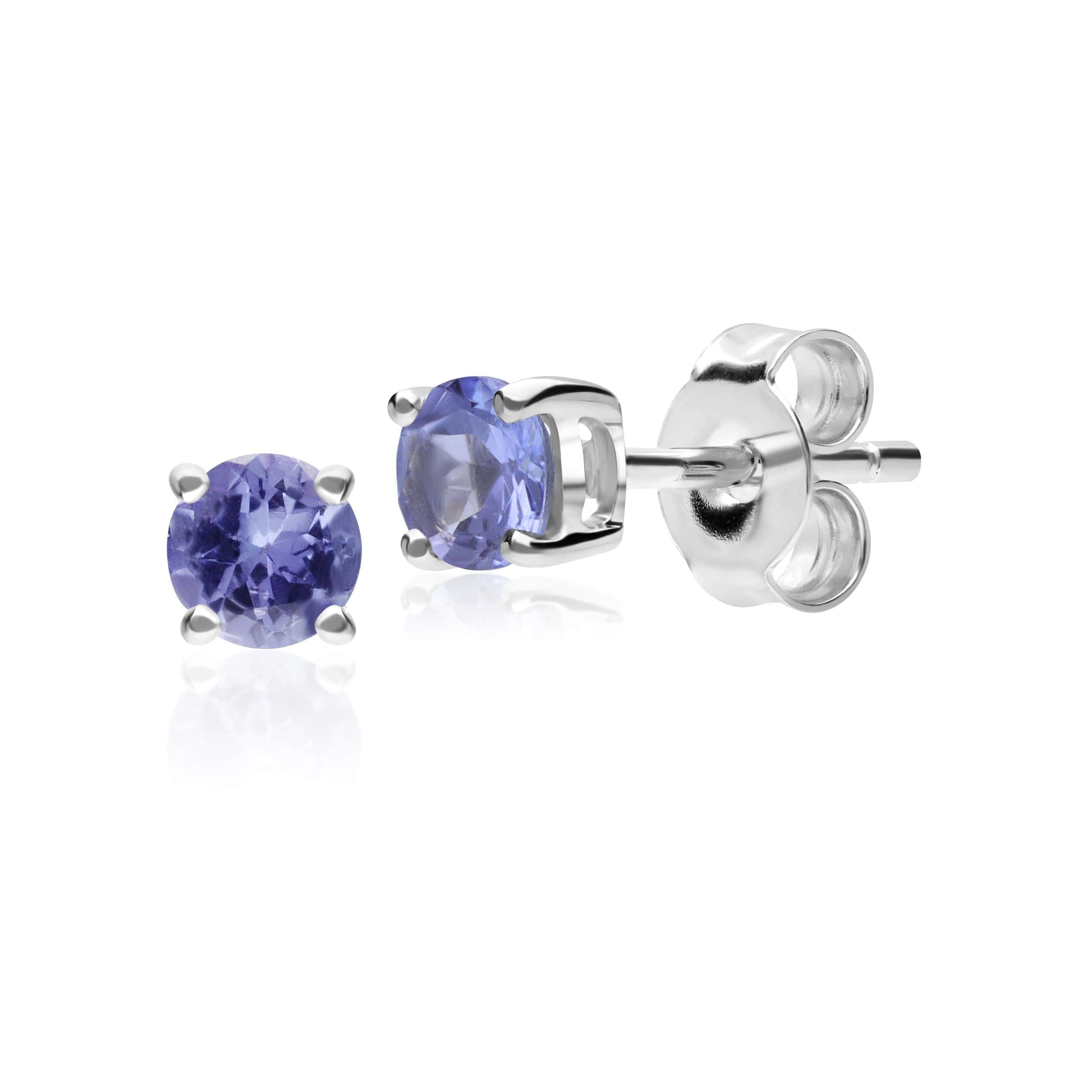 Product photograph of Classic Round Tanzanite Stud Earrings In 9ct White Gold from Gemondo Jewellery
