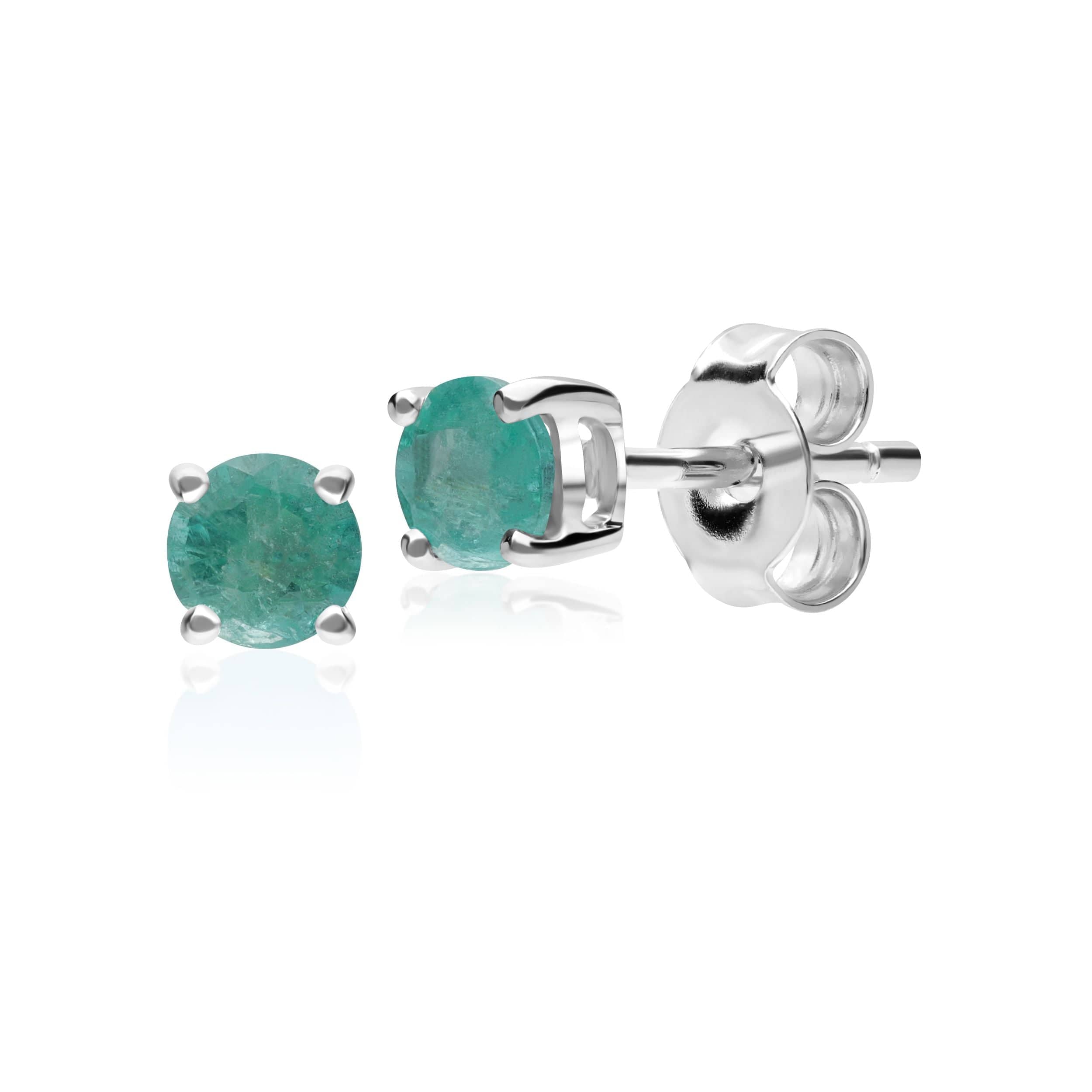 Product photograph of Classic Round Emerald Stud Earrings In 9ct White Gold from Gemondo Jewellery