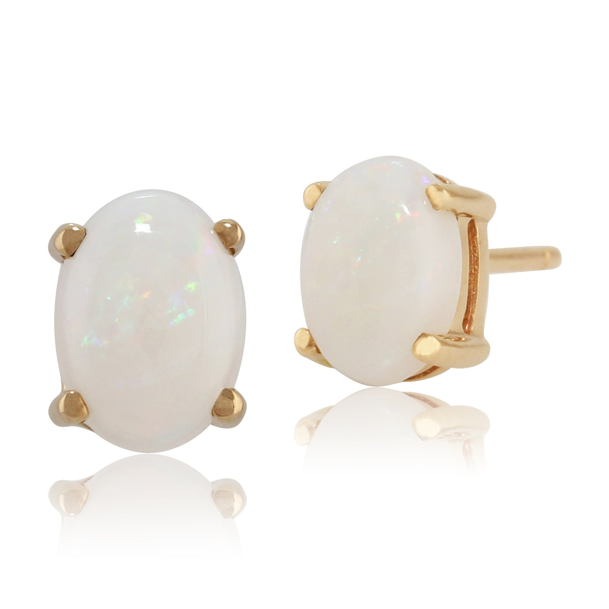 Product photograph of Classic Oval Opal Stud Earrings In 9ct Yellow Gold from Gemondo Jewellery