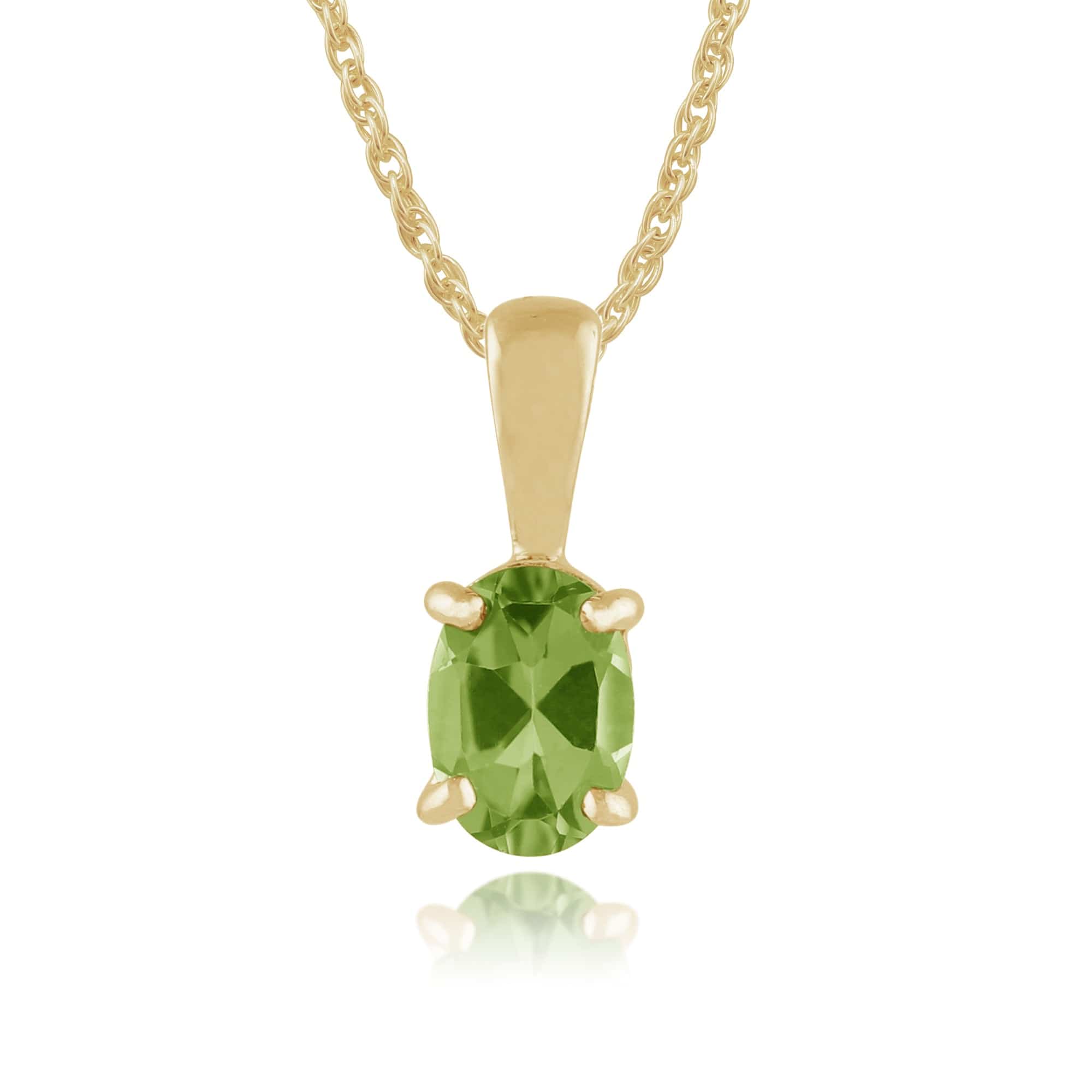 Product photograph of Classic Oval 0 77ct Peridot Pendant In 9ct Yellow Gold from Gemondo Jewellery
