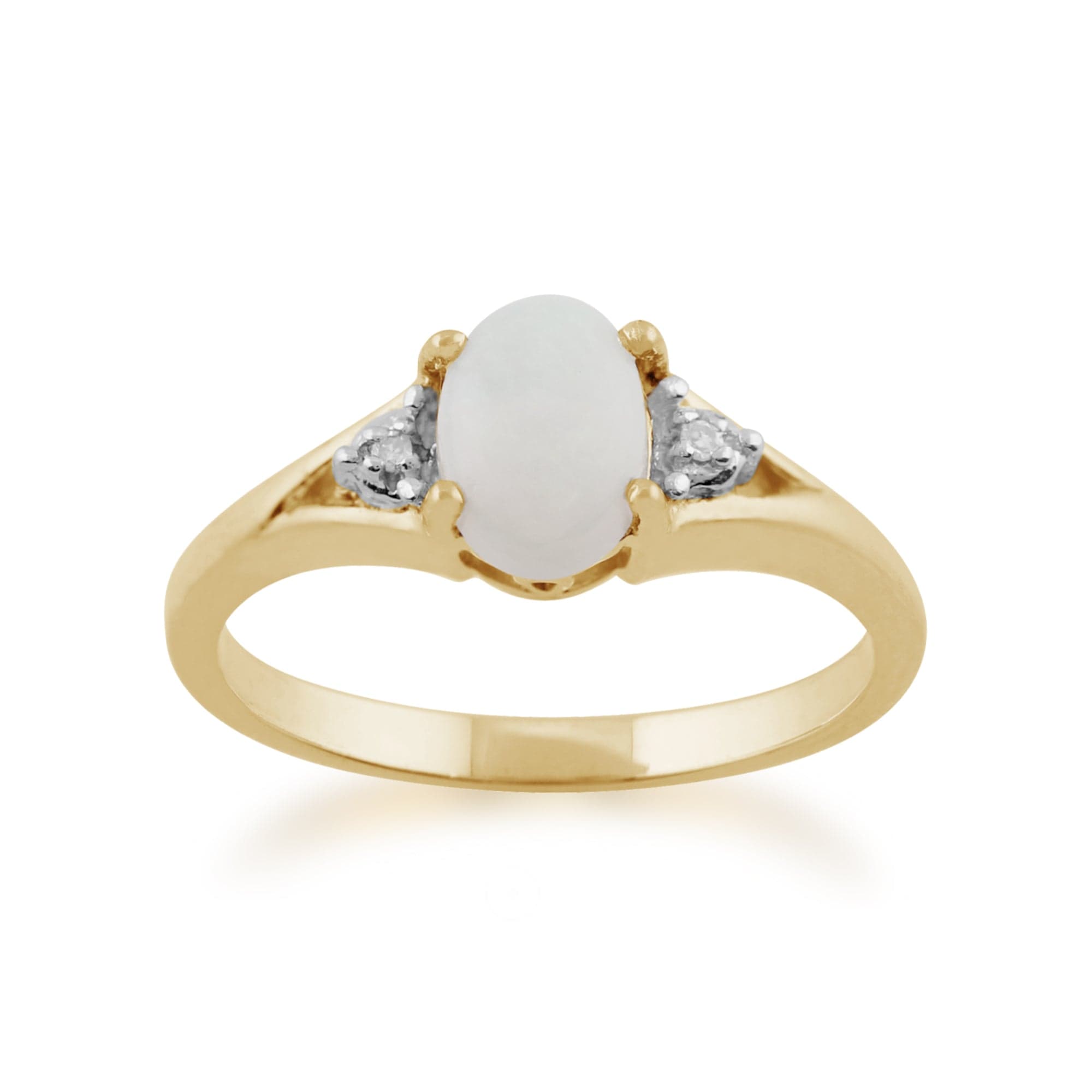 Product photograph of Classic Oval Opal Diamond Ring In 9ct Yellow Gold from Gemondo Jewellery