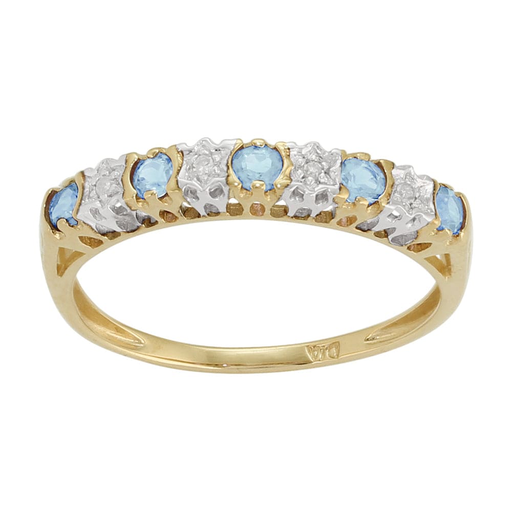 Product photograph of Classic Round Blue Topaz Diamond Eternity Ring In 9ct Yellow Gold from Gemondo Jewellery