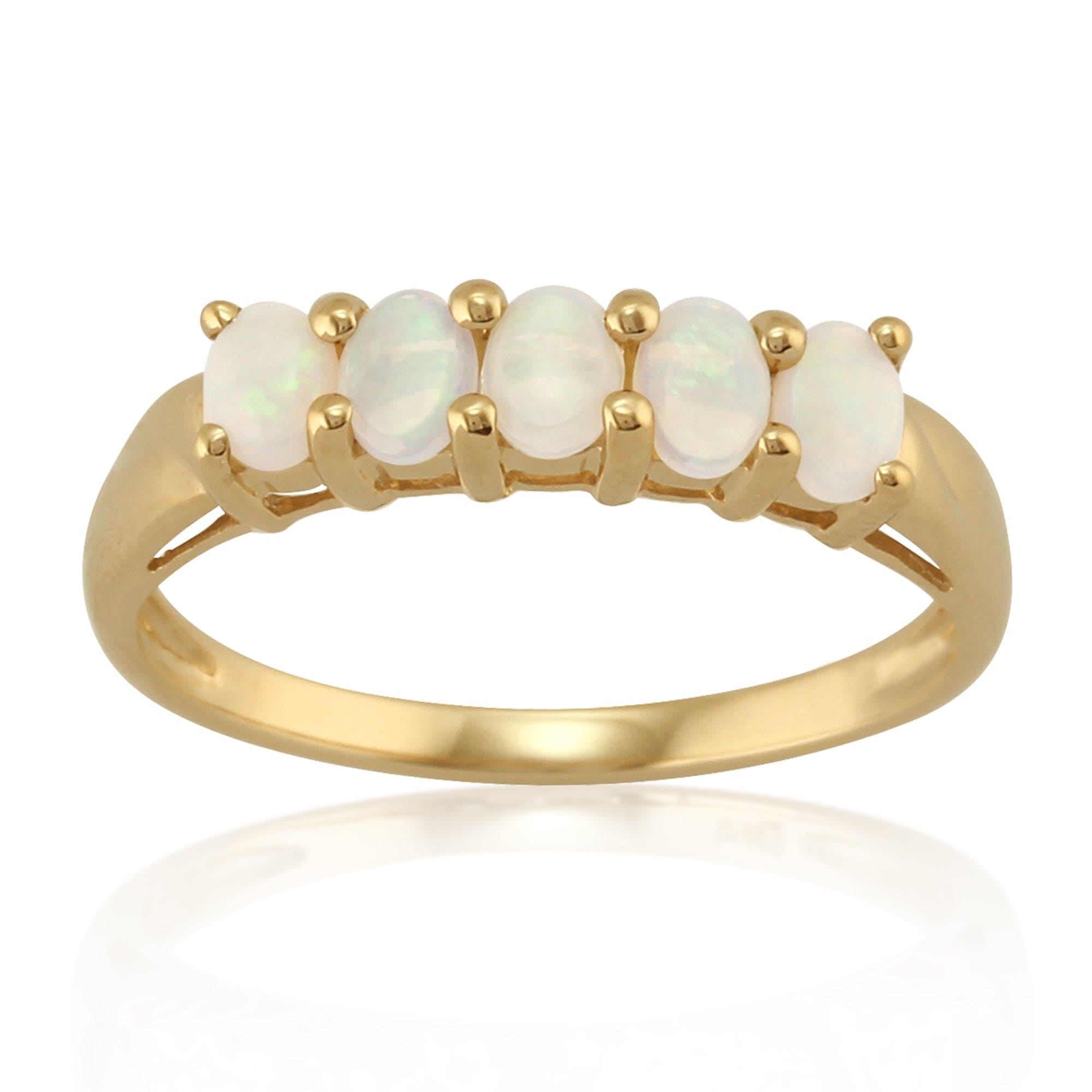 Product photograph of Classic 0 47ct Oval Opal Five Stone Ring In 9ct Yellow Gold from Gemondo Jewellery
