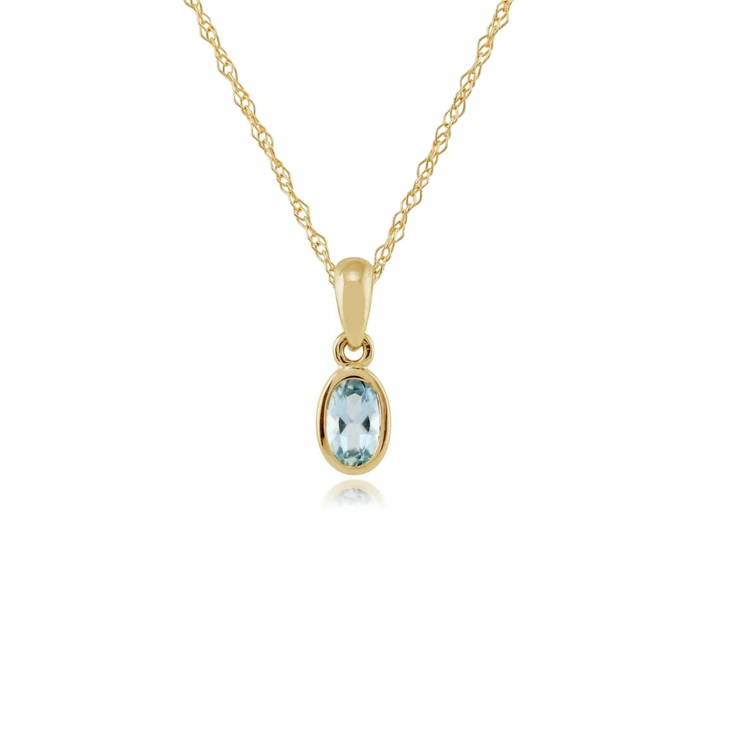 Product photograph of Classic Oval Aquamarine Pendant In 9ct Yellow Gold from Gemondo Jewellery