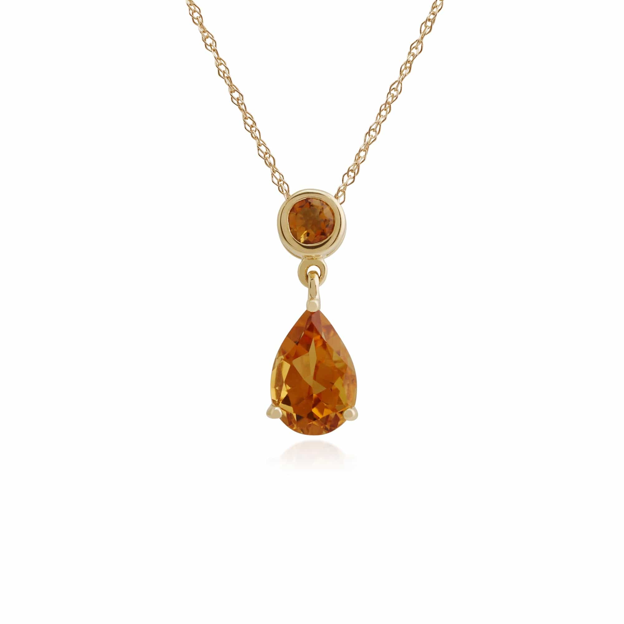 Product photograph of Classic Pear Round Citrine Pendant In 9ct Yellow Gold from Gemondo Jewellery