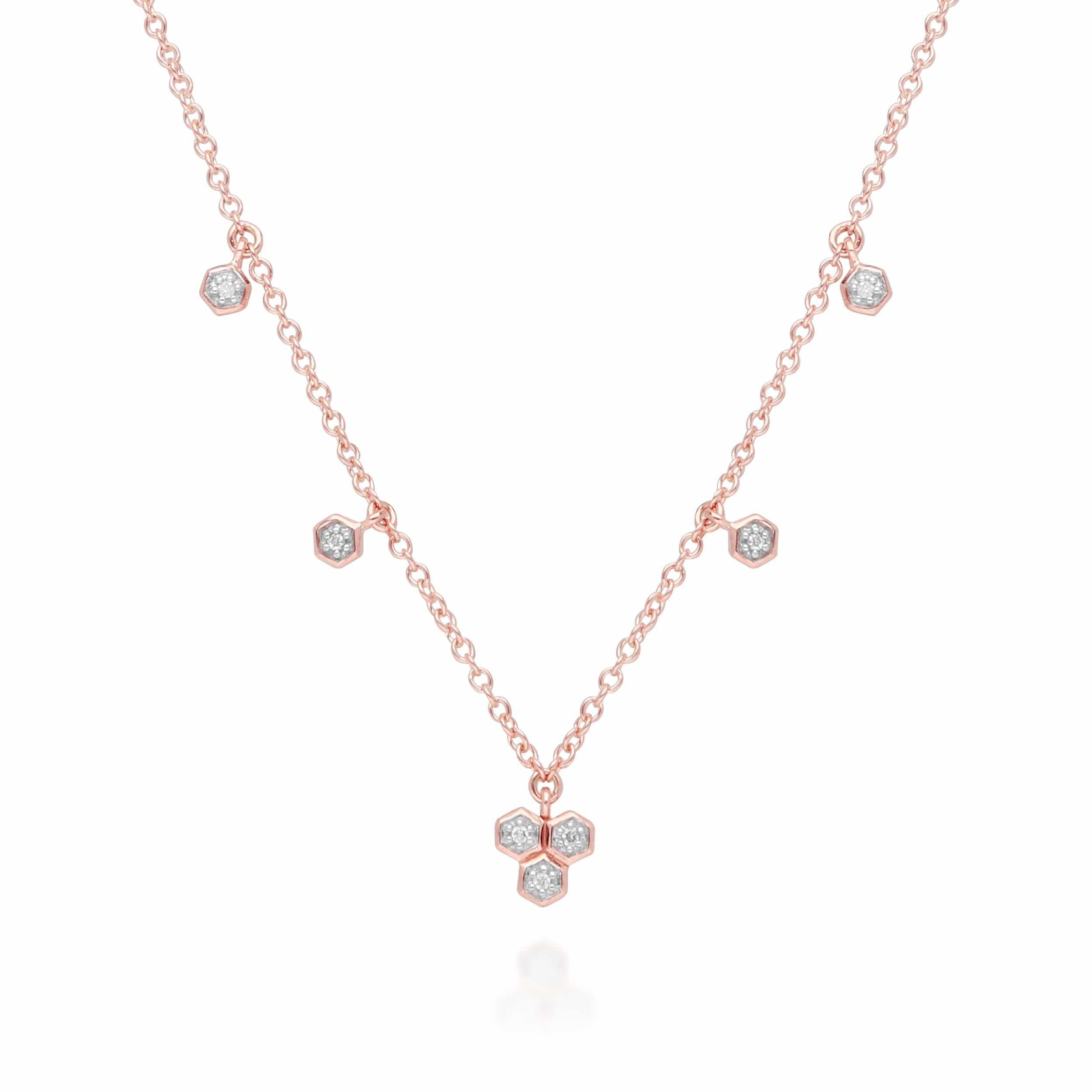 Product photograph of Diamond Trilogy Choker Necklace In 9ct Rose Gold from Gemondo Jewellery