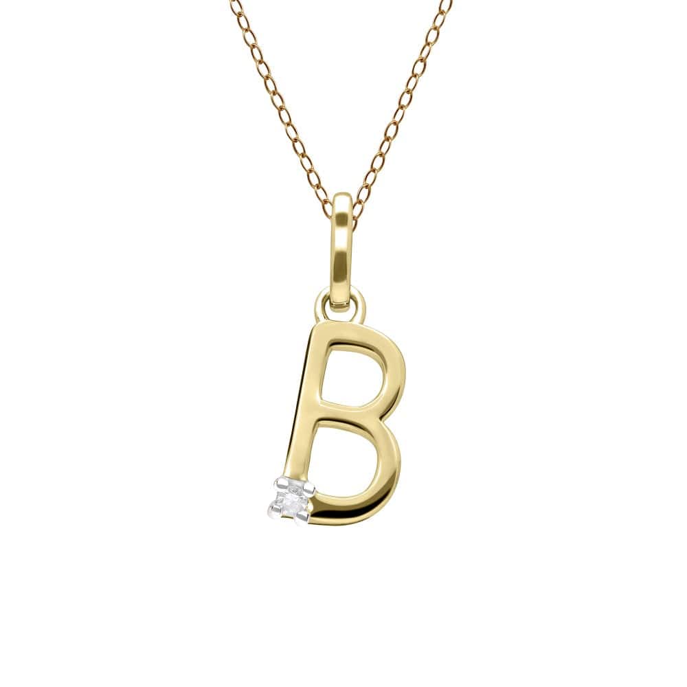 Photos - Pendant / Choker Necklace Initial Diamond Letter Necklace In 9ct Yellow Gold