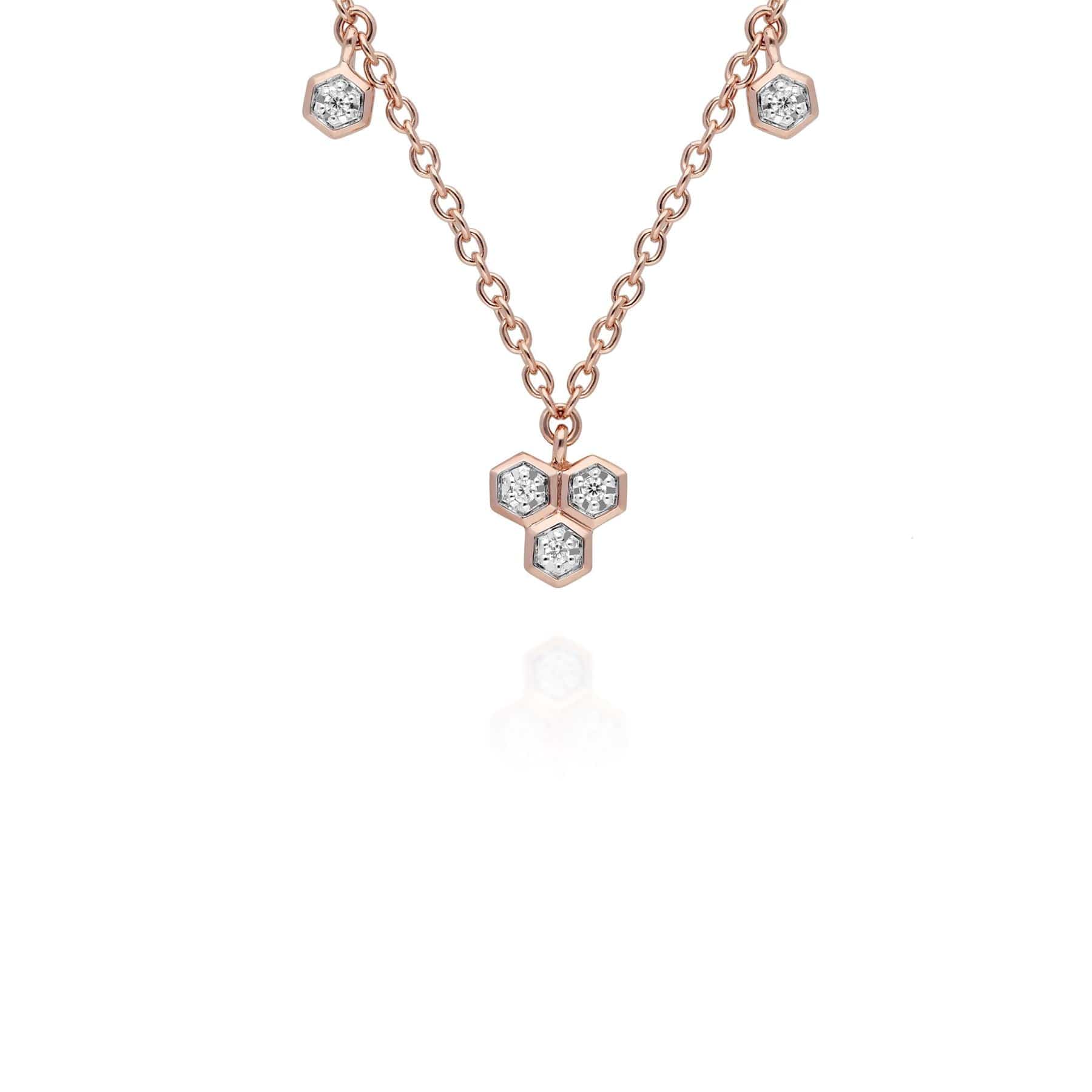Product photograph of Diamond Geometric Trilogy Necklet In 9ct Rose Gold from Gemondo Jewellery