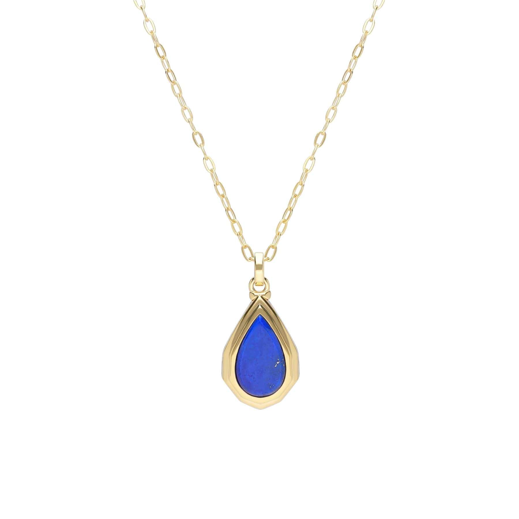 Product photograph of Bona Fide Pear Cut Lapis Lazuli Locket In Gold Plated Sterling Silver from Gemondo Jewellery