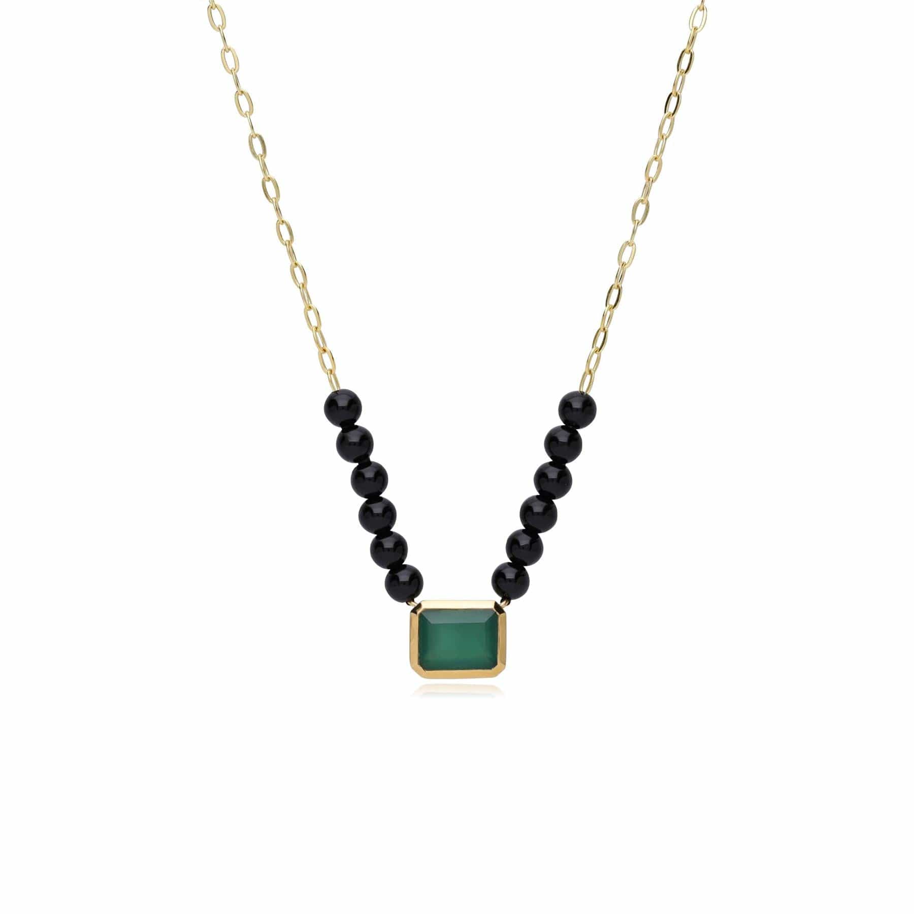 Product photograph of Ecfew Unifier Dyed Green Chalcedony Onyx Necklace In Gold Plated Sterling Silver from Gemondo Jewellery