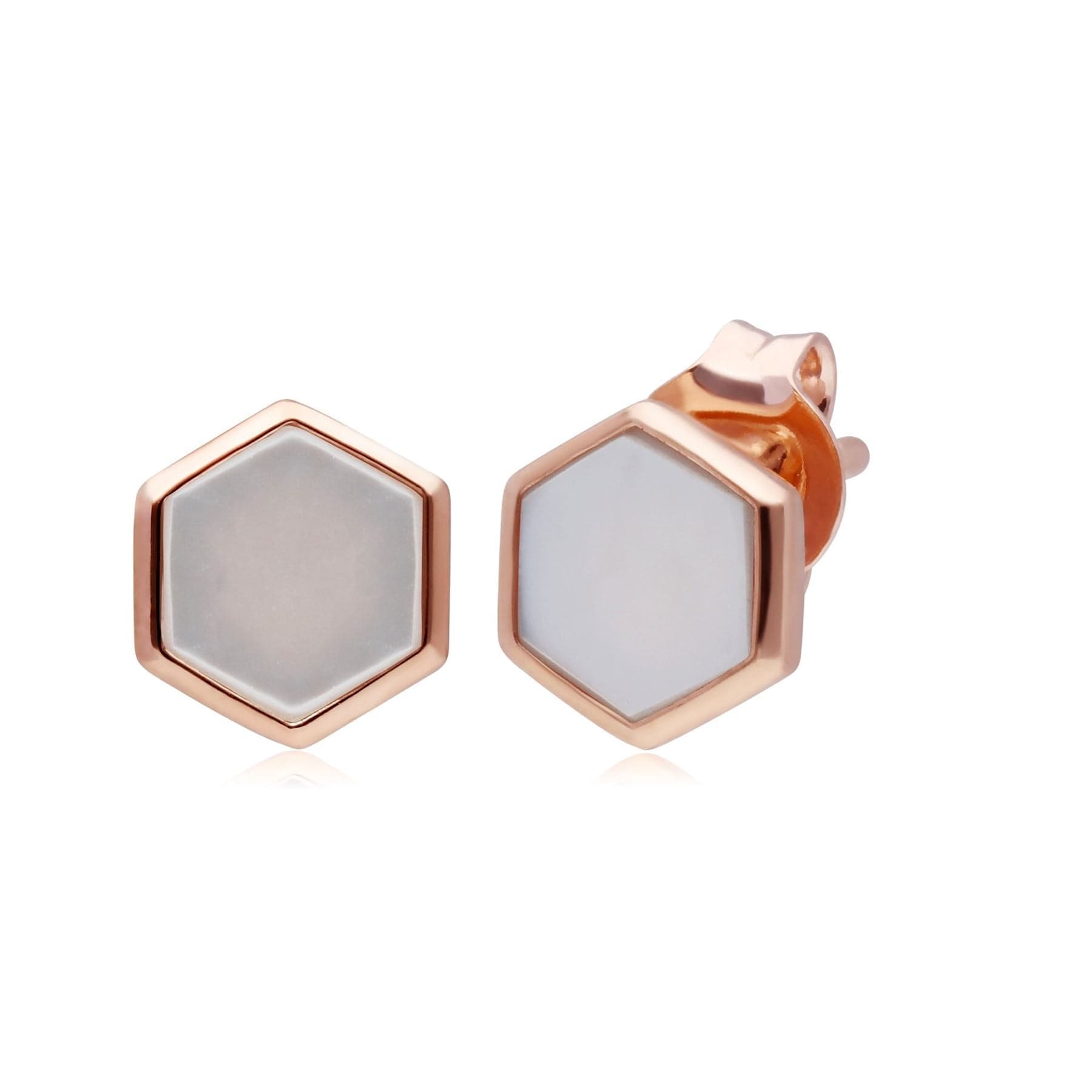 Product photograph of Micro Statement Mother Of Pearl Stud Earrings In Rose Gold Plated Silver from Gemondo Jewellery