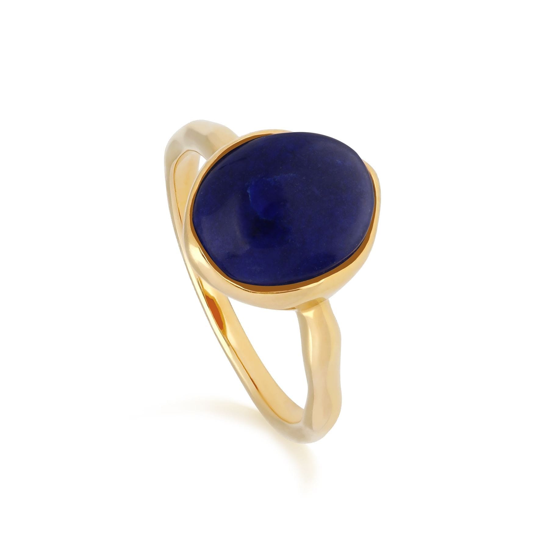 Product photograph of Irregular B Gem Lapis Lazuli Ring In Yellow Gold Plated Silver from Gemondo Jewellery