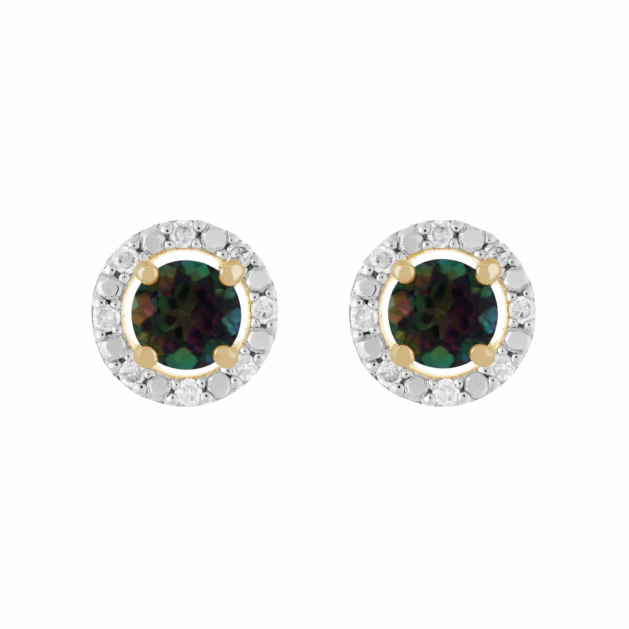 Product photograph of Classic Round Mystic Topaz Stud Earrings With Detachable Diamond Round Earrings Jacket Set In 9ct Yellow Gold from Gemondo Jewellery