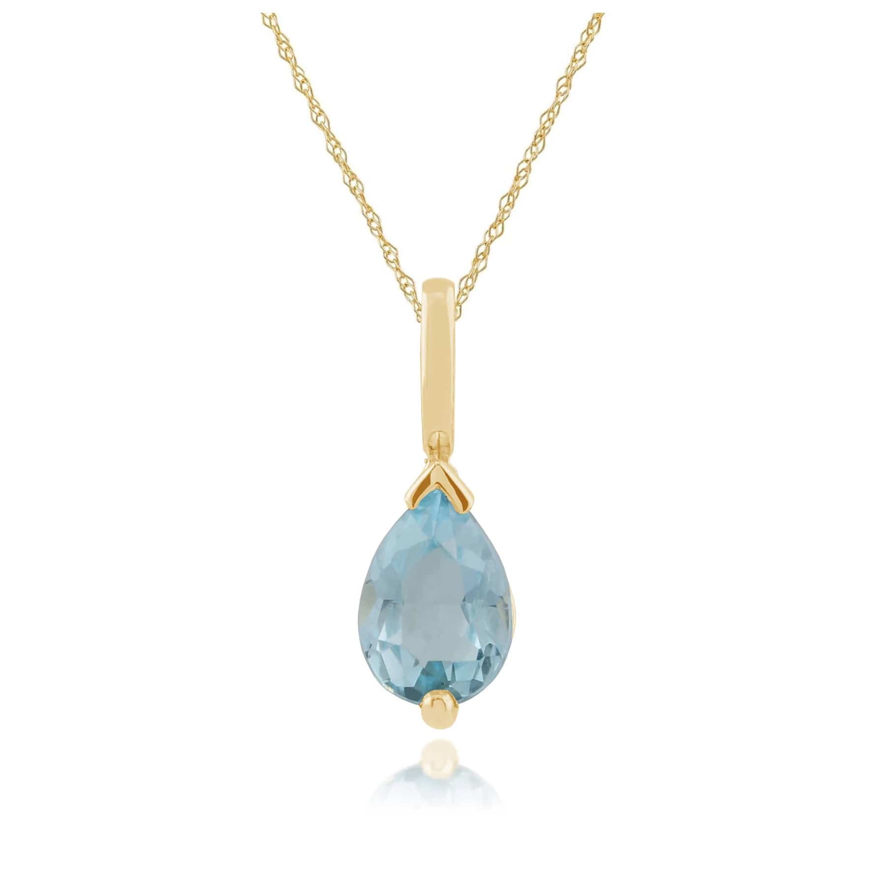 Photos - Pendant / Choker Necklace Classic Pear Blue Topaz Claw Set Single Stone Pendant in 9ct Gold