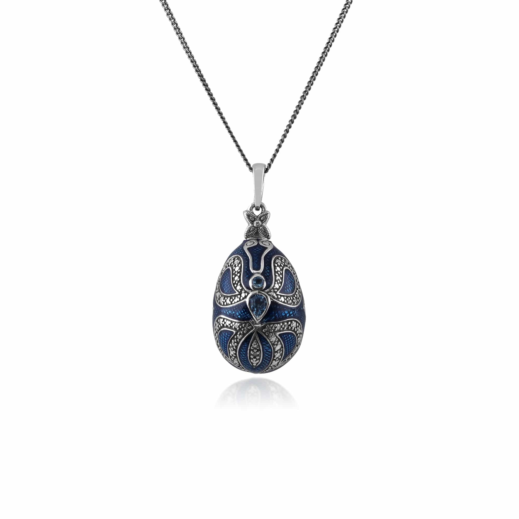 Product photograph of Art Nouveau Style Pear Blue Topaz Egg Pendant from Gemondo Jewellery