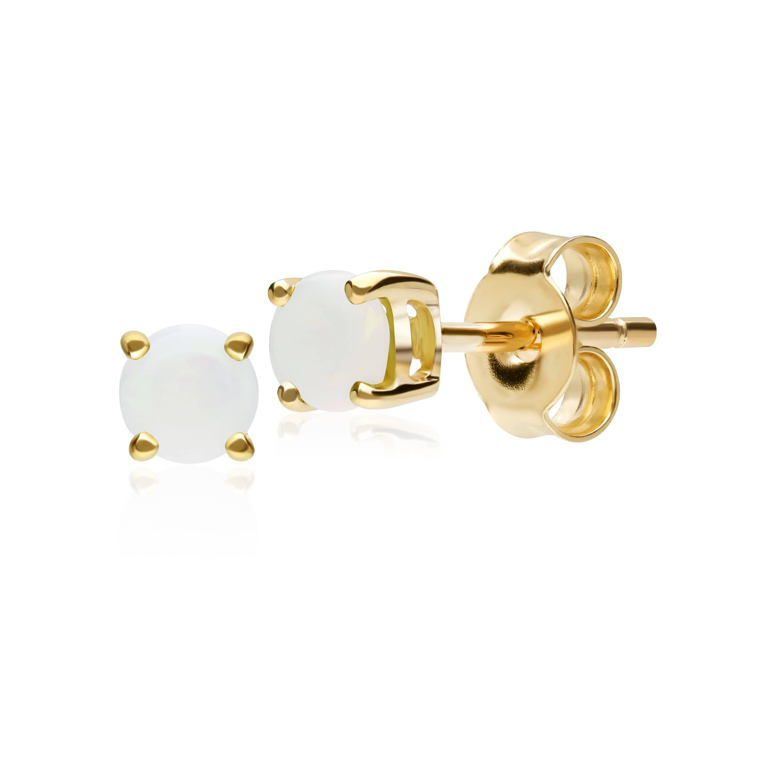 Product photograph of Classic Round Opal Cabochon Stud Earrings In 9ct Yellow Gold from Gemondo Jewellery