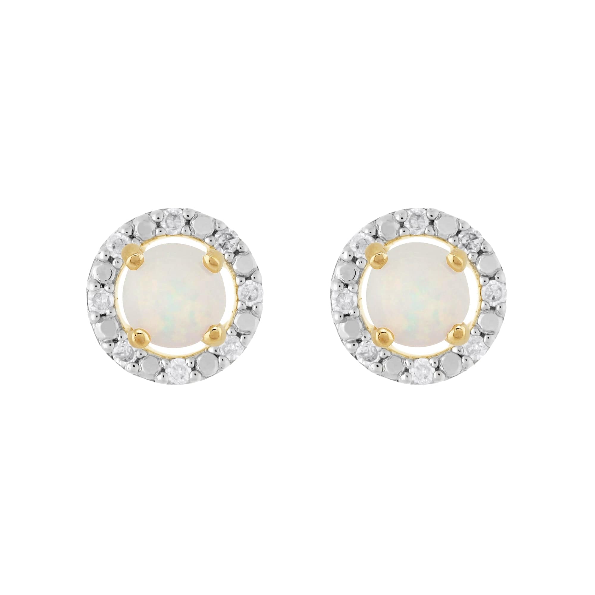 Product photograph of Classic Round Opal Stud Earrings With Detachable Diamond Round Earrings Jacket Set In 9ct Yellow Gold from Gemondo Jewellery