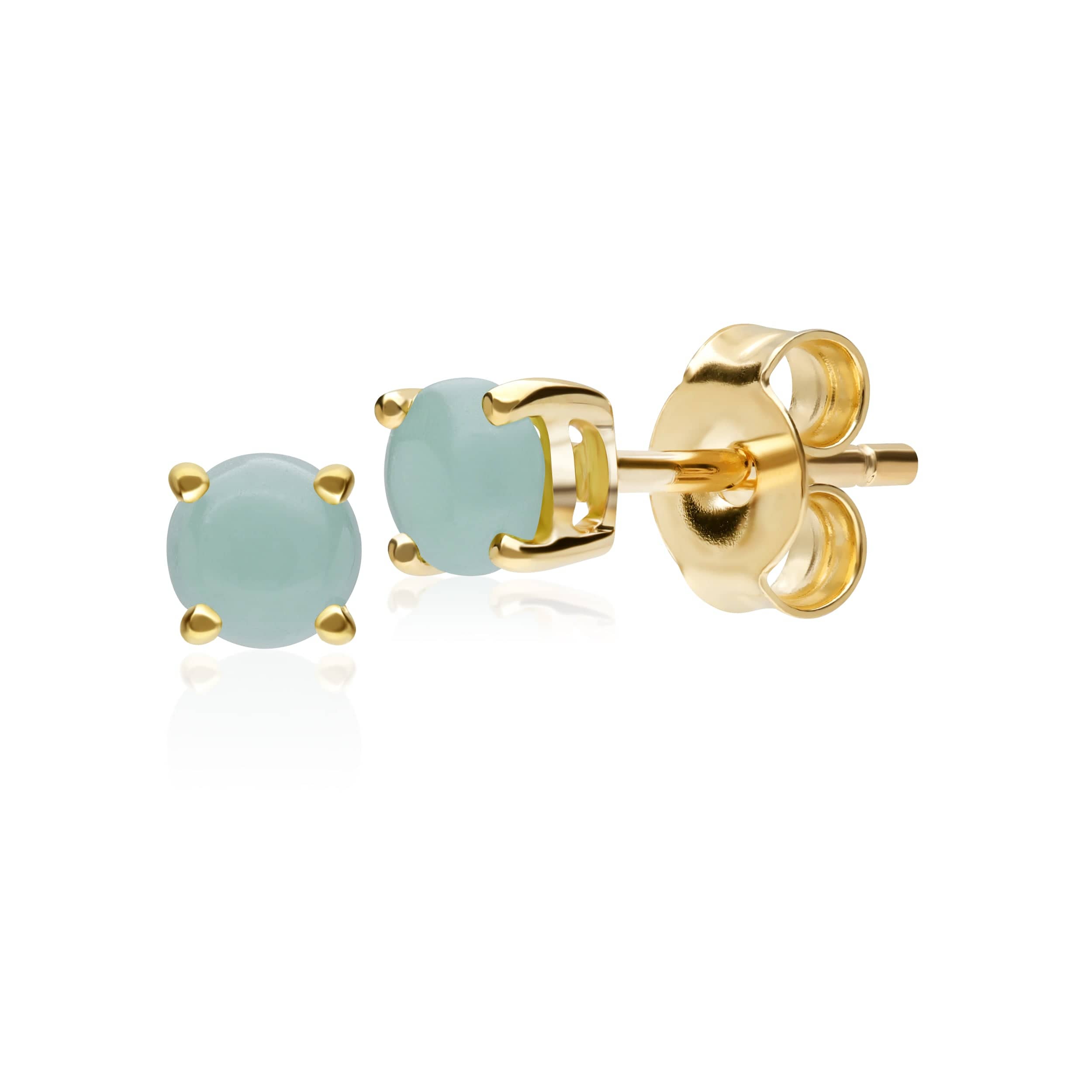 Product photograph of Classic Round Jade Cabochon Stud Earrings In 9ct Yellow Gold 3 5mm from Gemondo Jewellery