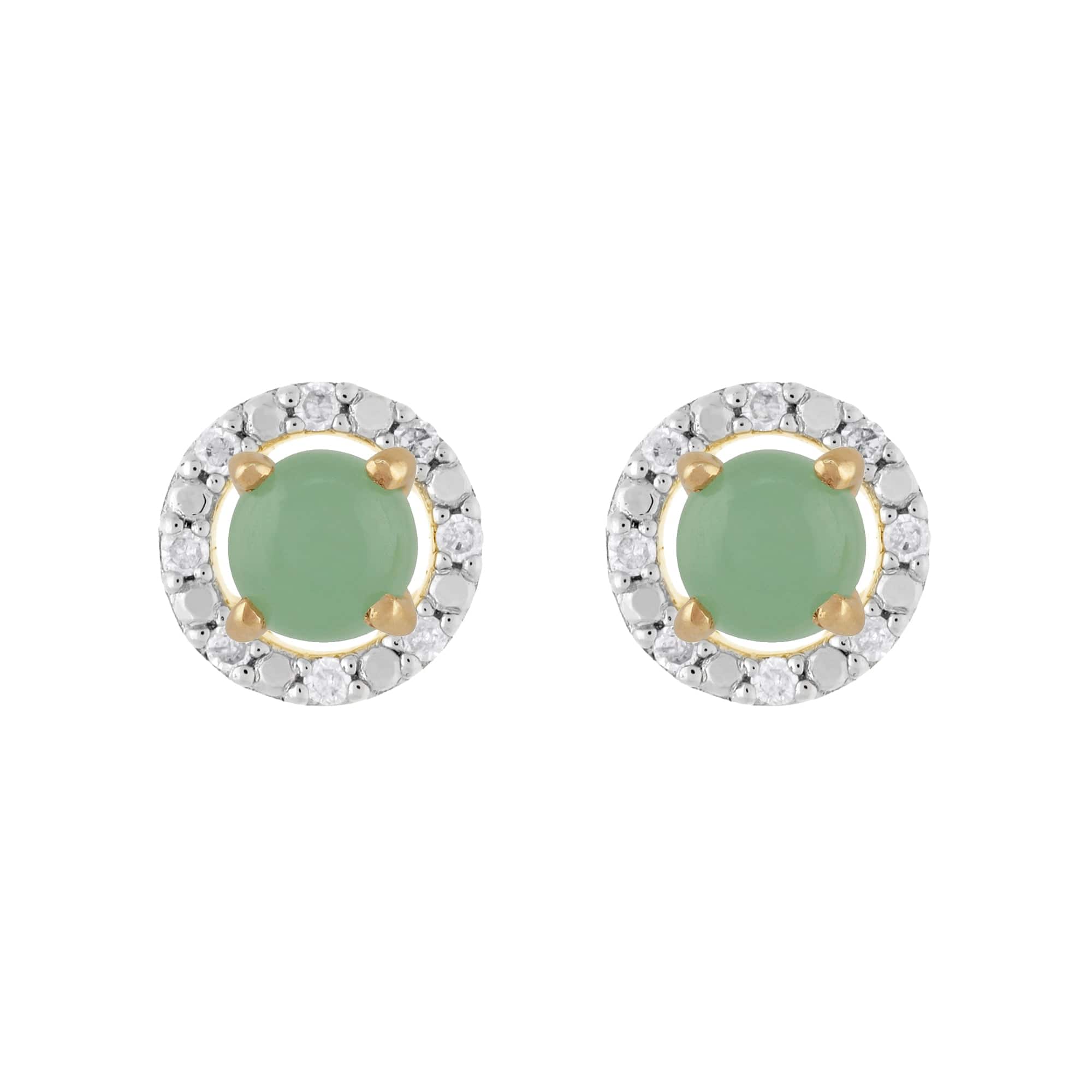 Product photograph of Classic Round Jade Stud Earrings With Detachable Diamond Round Earrings Jacket Set In 9ct Yellow Gold from Gemondo Jewellery