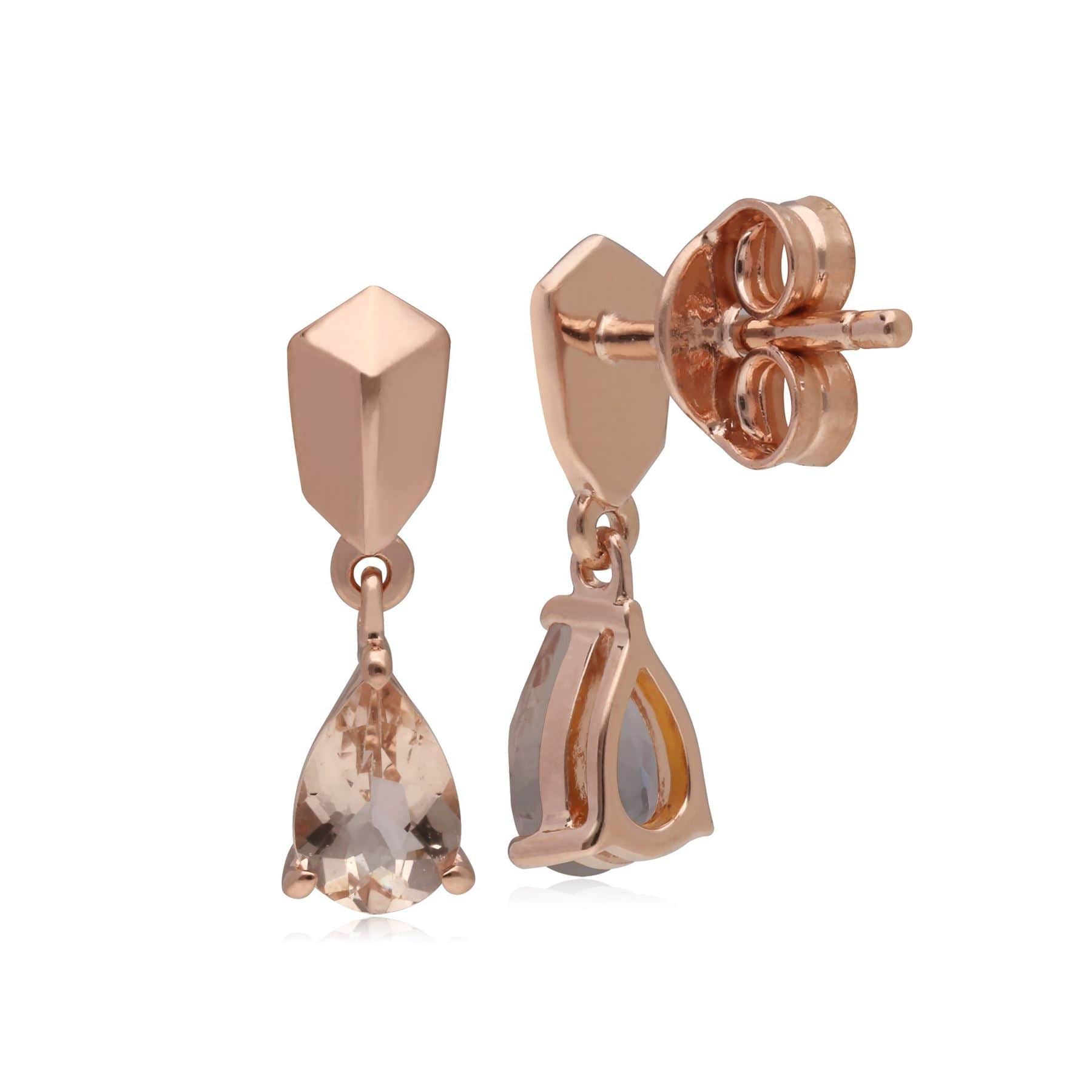 Micro Statement Mismatched Morganite Drop Earrings in 9ct Yellow