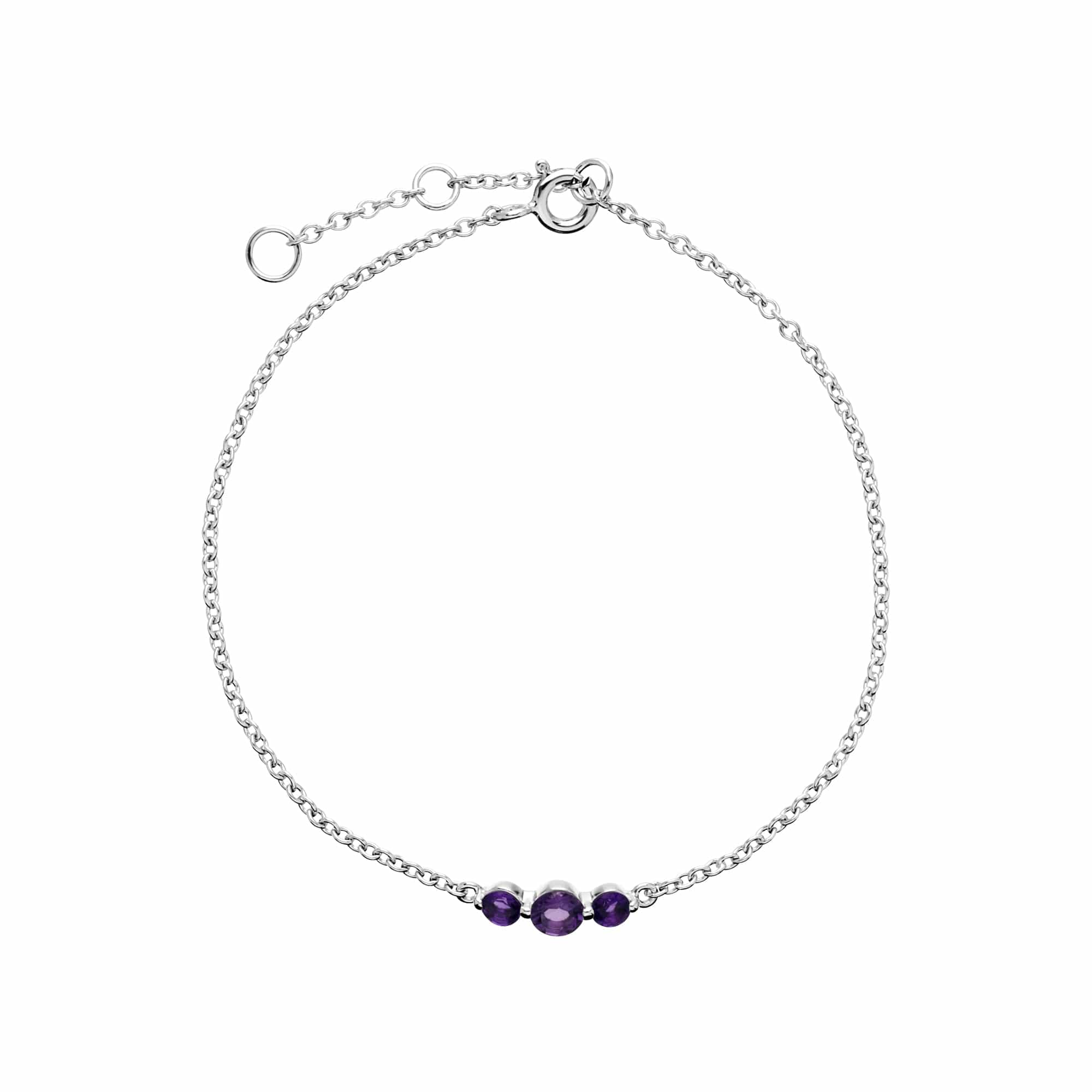 Image of Classic Round Amethyst Three Stone Gradient Bracelet in Sterling Silver