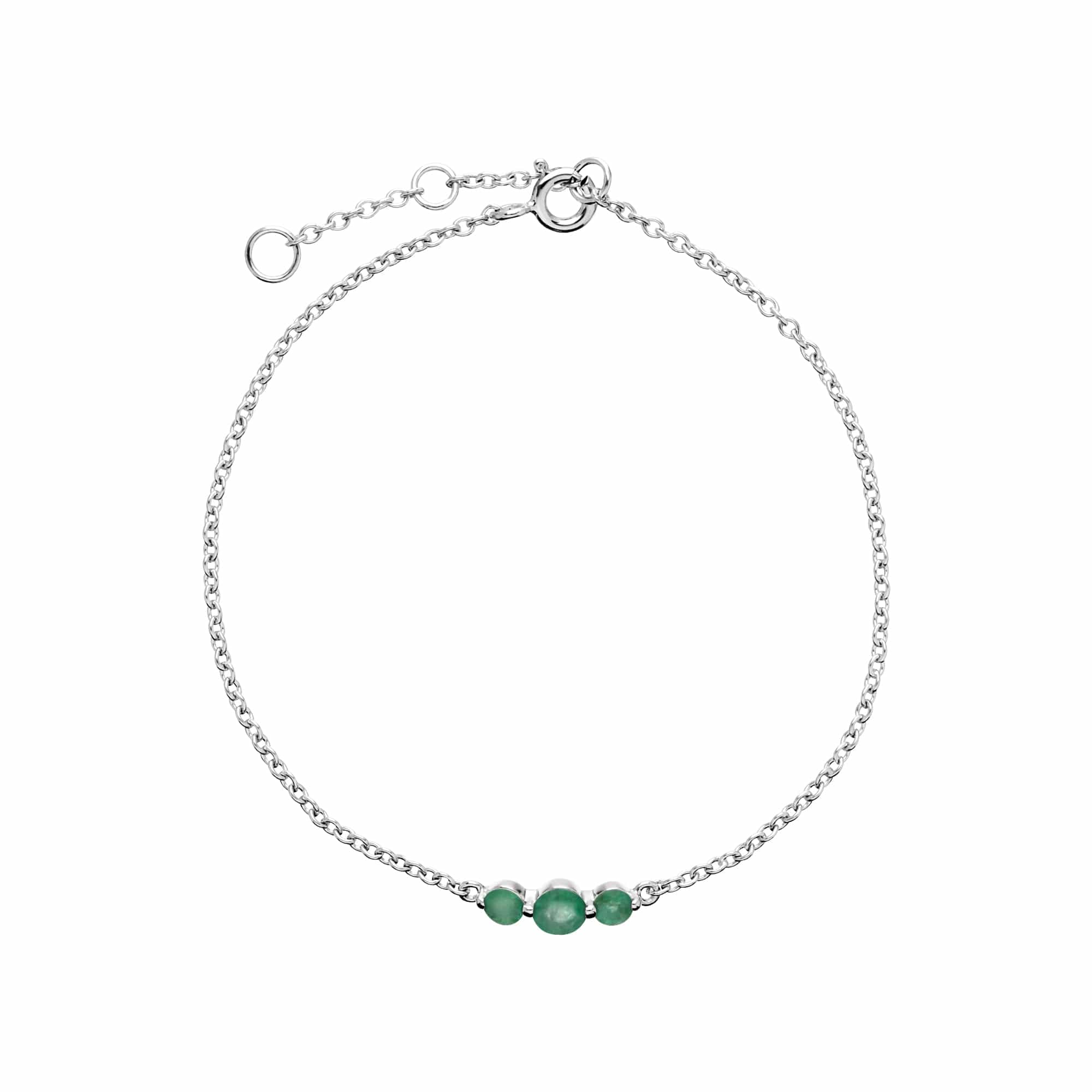 Product photograph of Classic Round Emerald Three Stone Gradient Bracelet In 925 Sterling Silver from Gemondo Jewellery