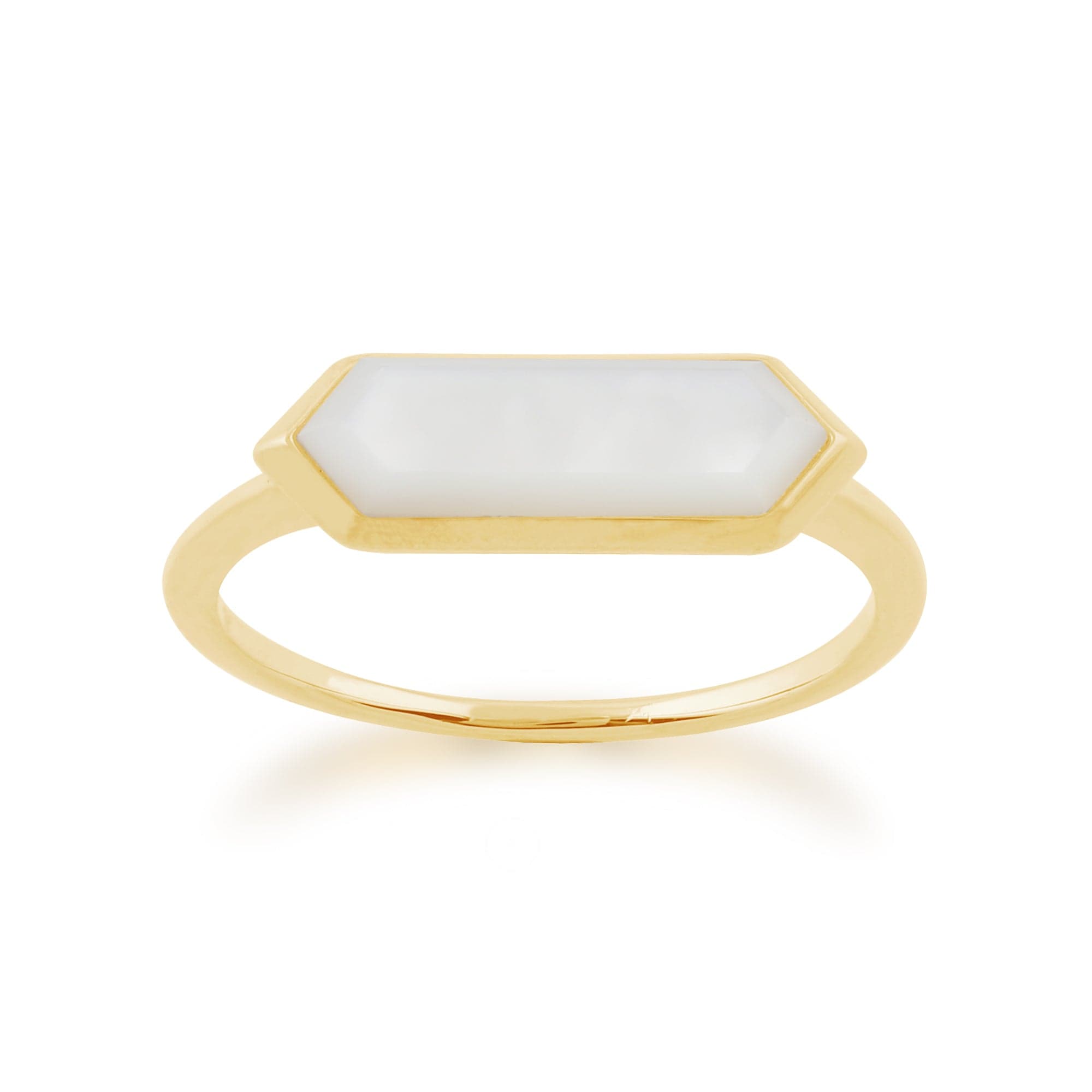 Product photograph of Gold Plated Silver Mother Of Pearl Hexagon Ring from Gemondo Jewellery