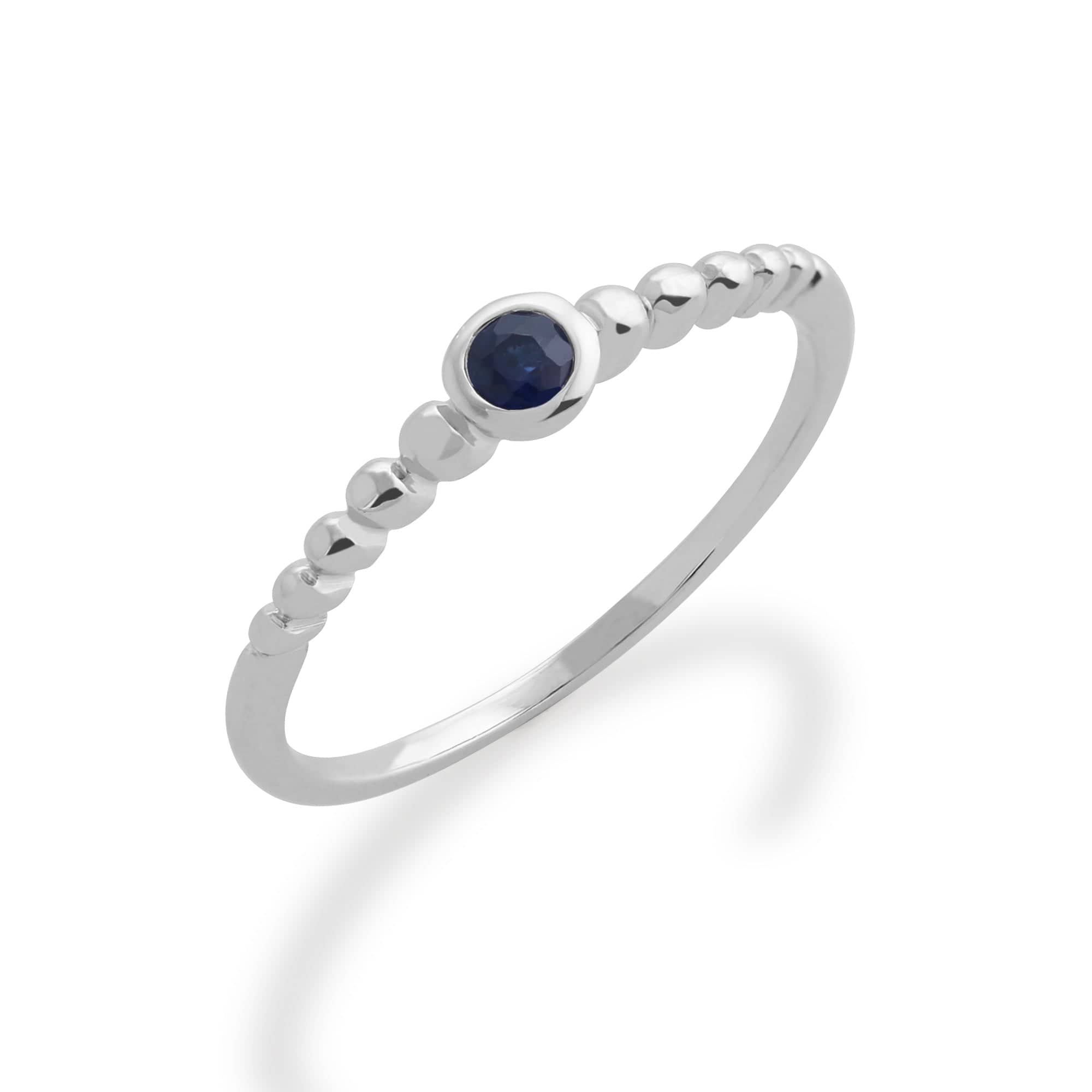 Product photograph of Essential Round Sapphire Bezel Set Stack Ring In 925 Sterling Silver from Gemondo Jewellery