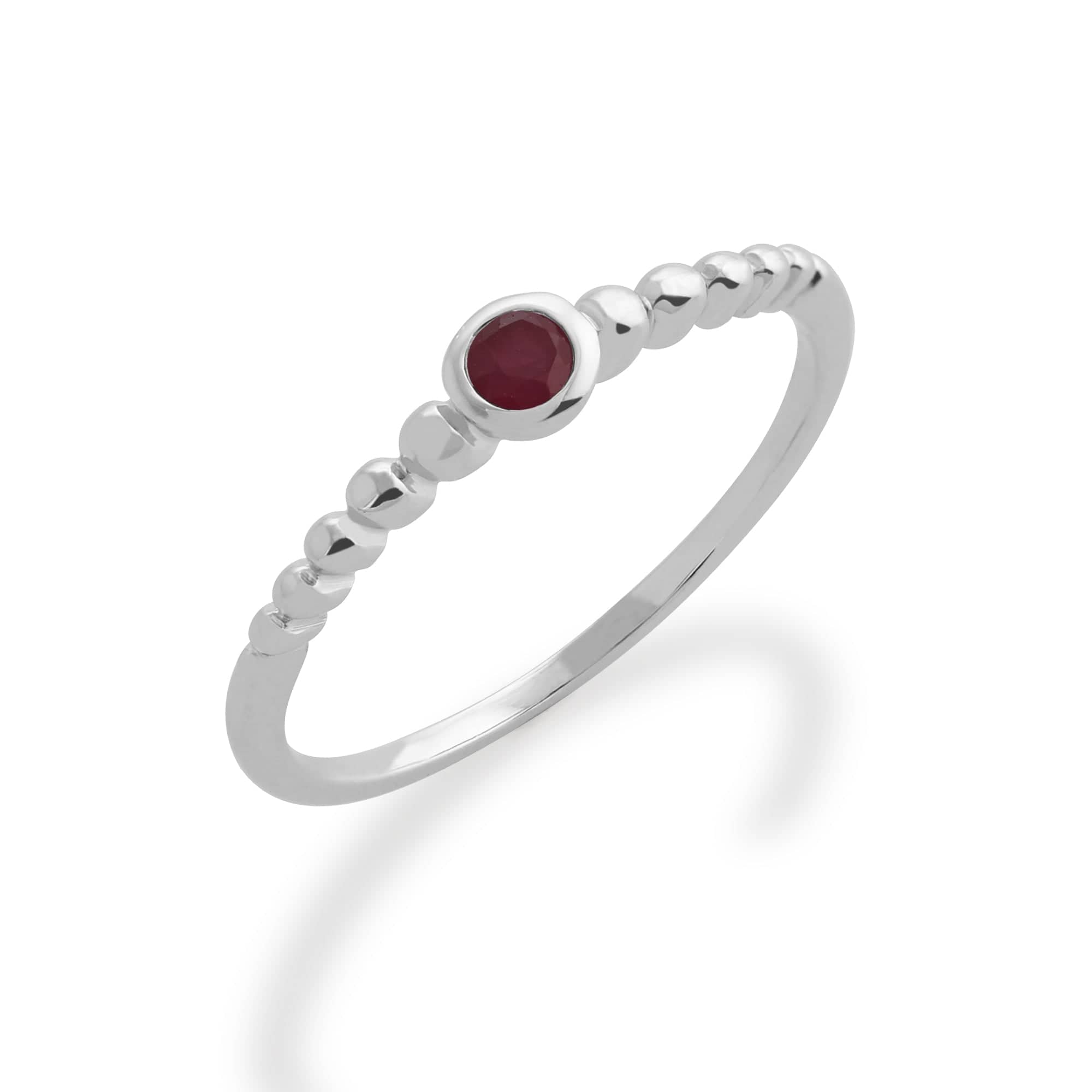 Product photograph of Essential Round Ruby Bezel Set Stack Ring In 925 Sterling Silver from Gemondo Jewellery
