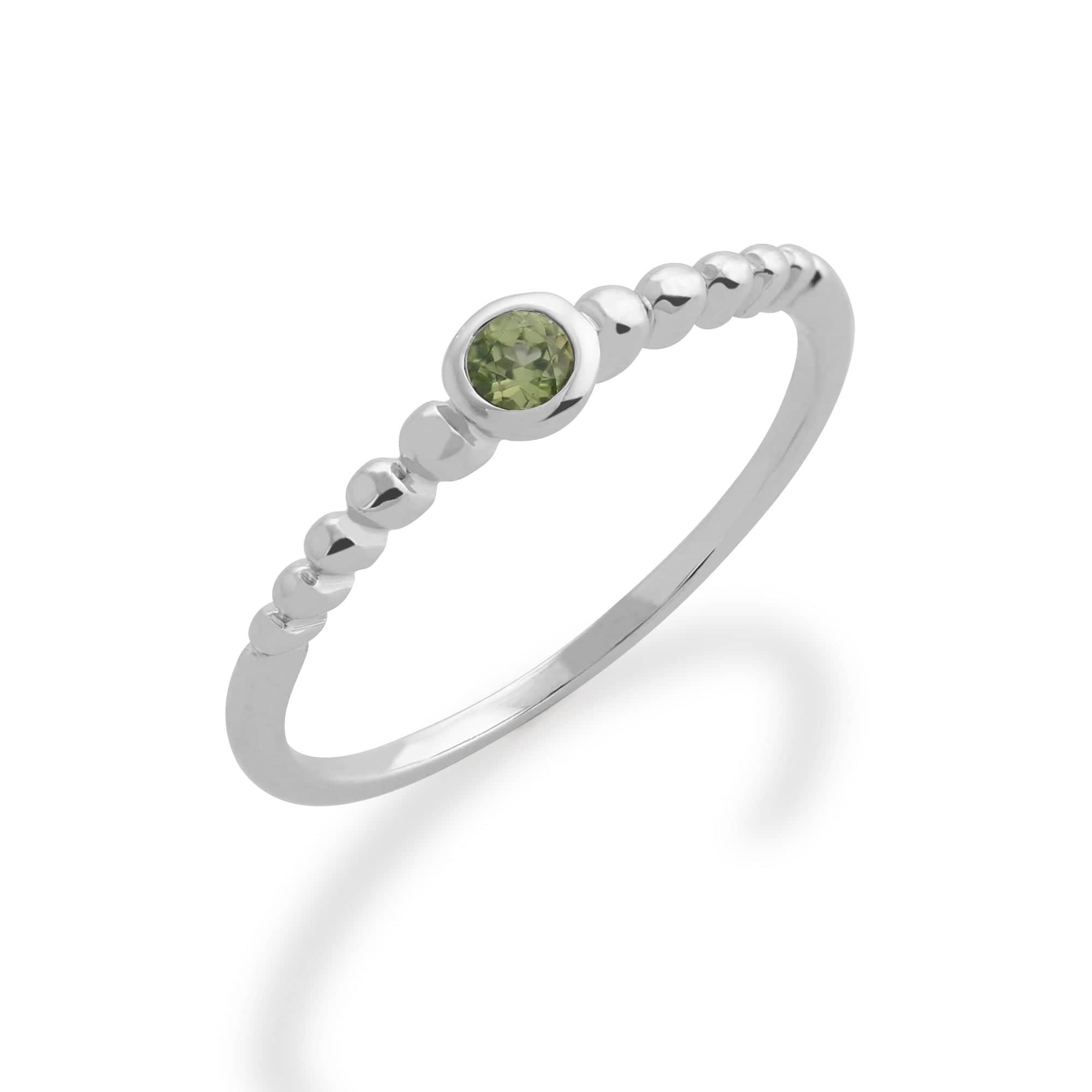 Product photograph of Essential Round Peridot Bezel Set Stack Ring In 925 Sterling Silver from Gemondo Jewellery