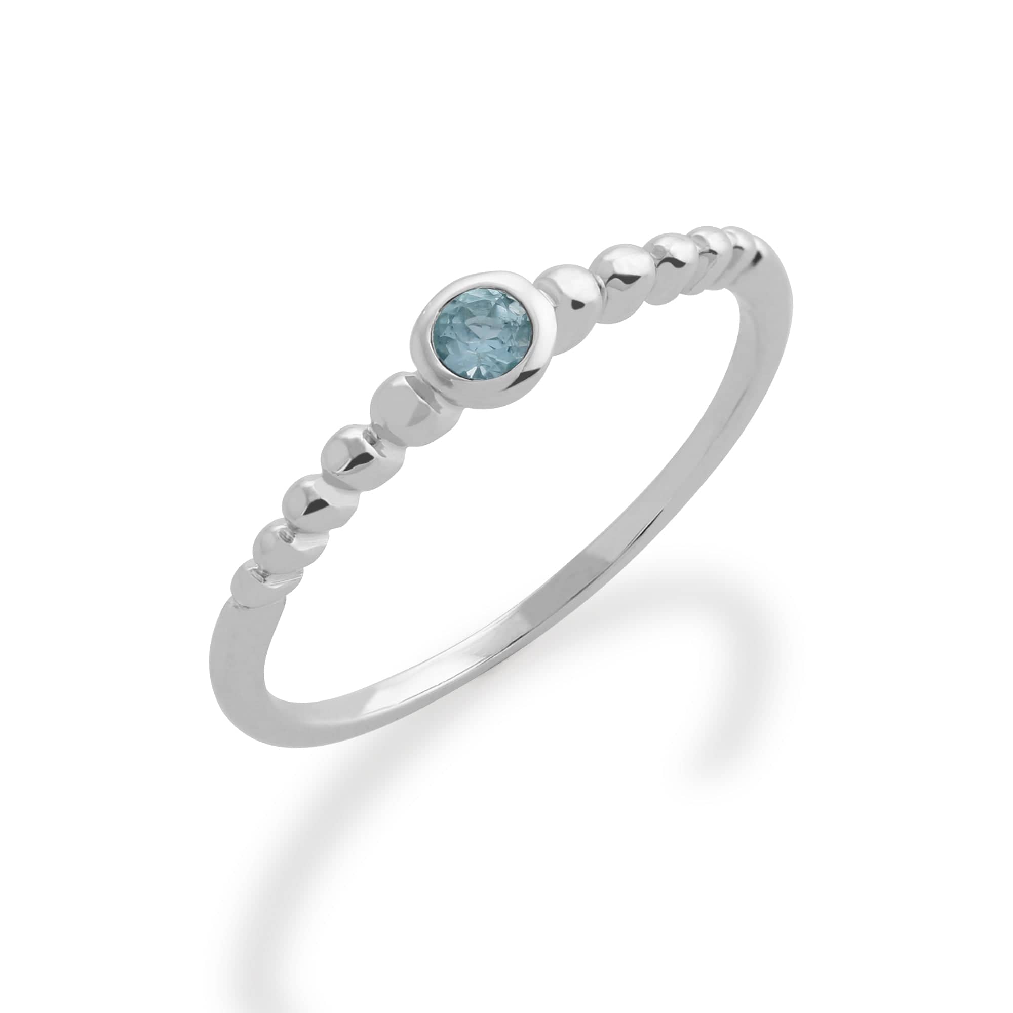 Product photograph of Essential Round Aquamarine Bezel Set Stack Ring In 925 Sterling Silver from Gemondo Jewellery