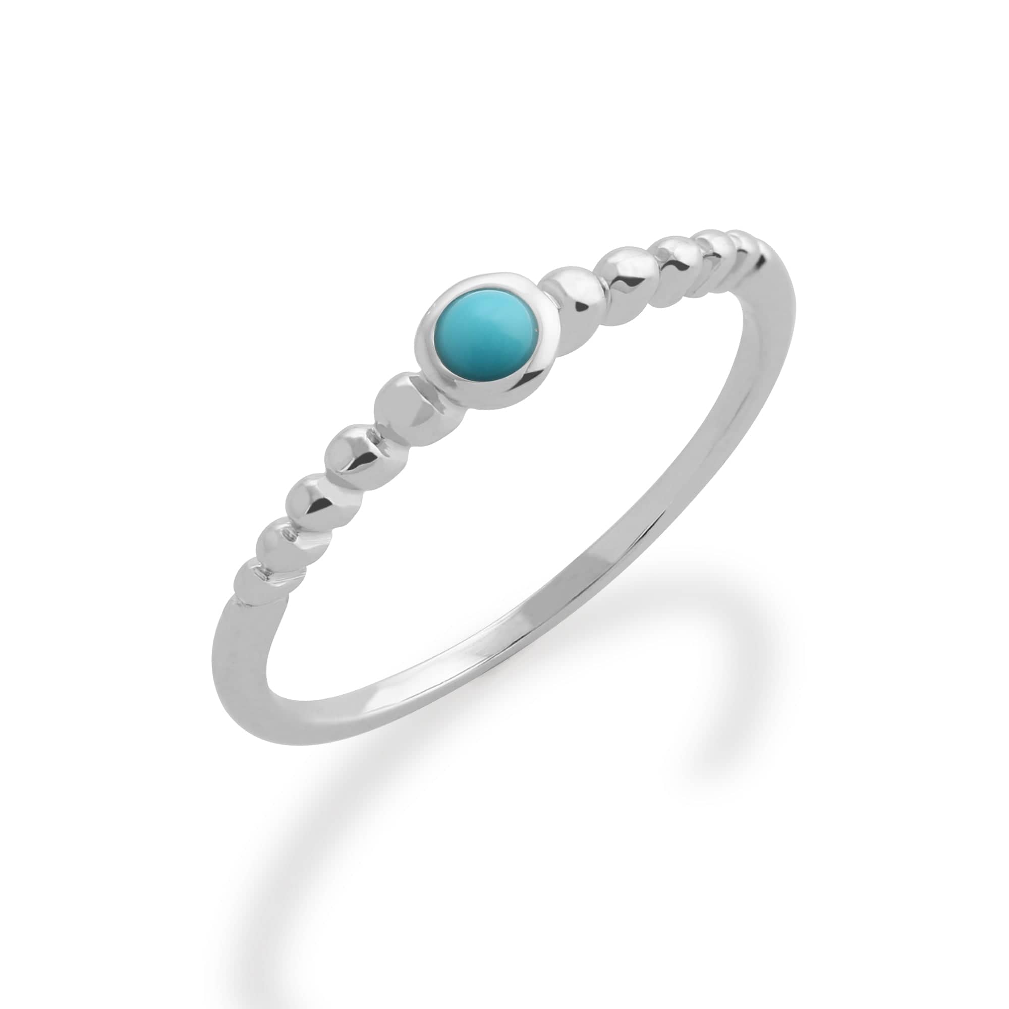 Product photograph of Essential Round Turquoise Bezel Set Stack Ring In 925 Sterling Silver from Gemondo Jewellery